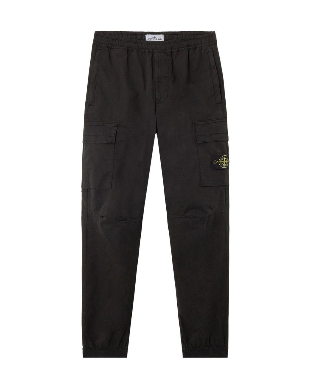Stone Island Black Regular Tapered Fit Cargo Trousers for men
