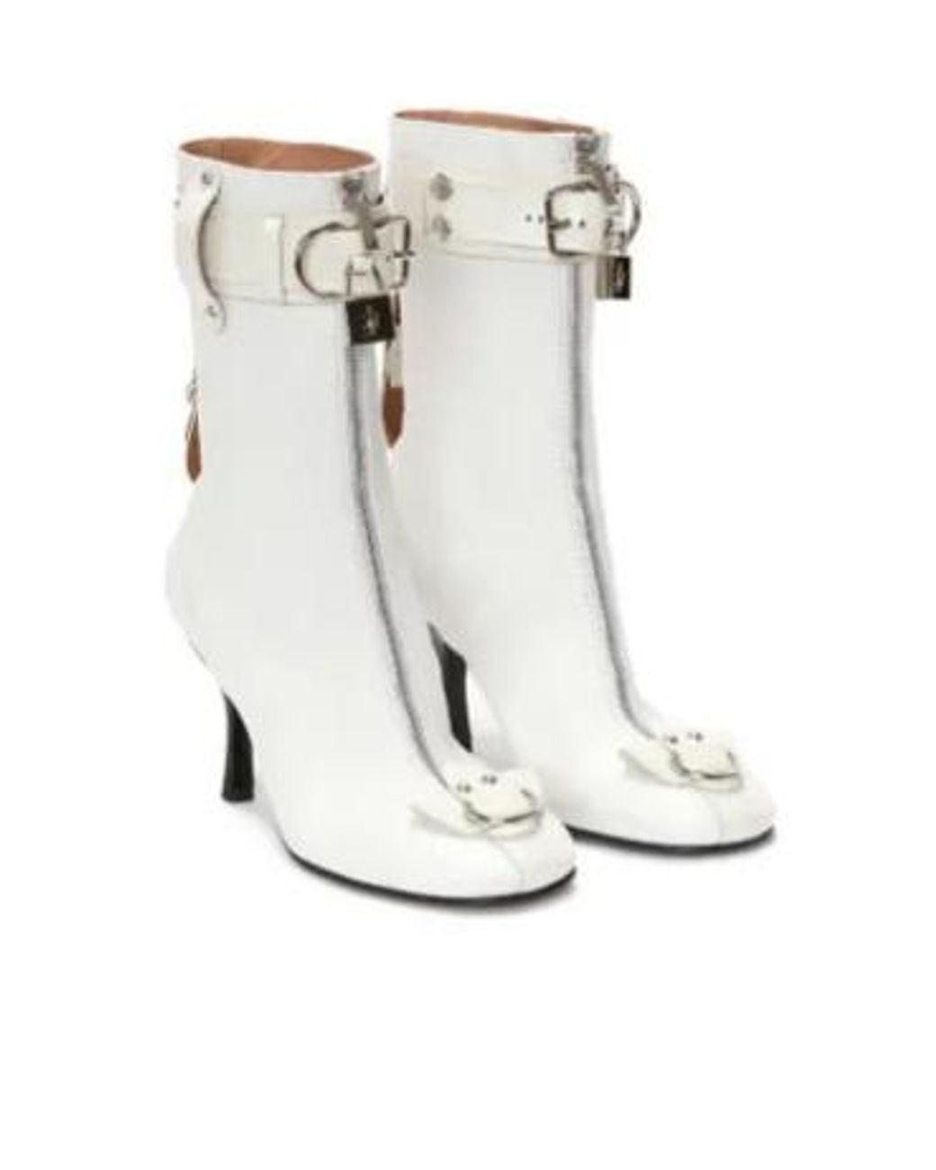 J.W. Anderson White Padlock Ankle Boots