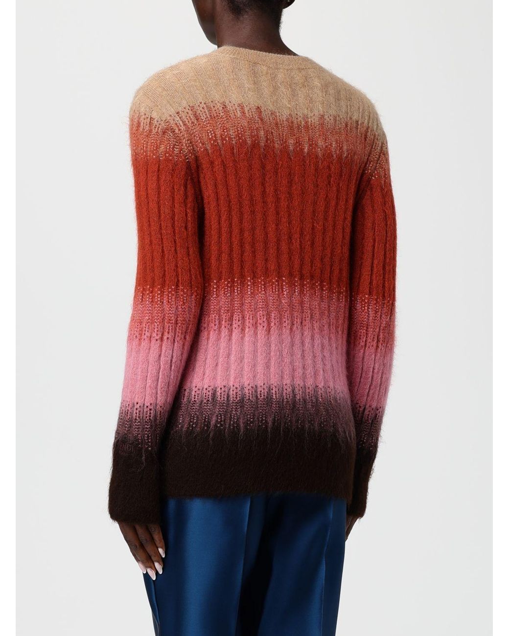 Fendi Orange Gradient Long-Sleeve Knitted Jumper
