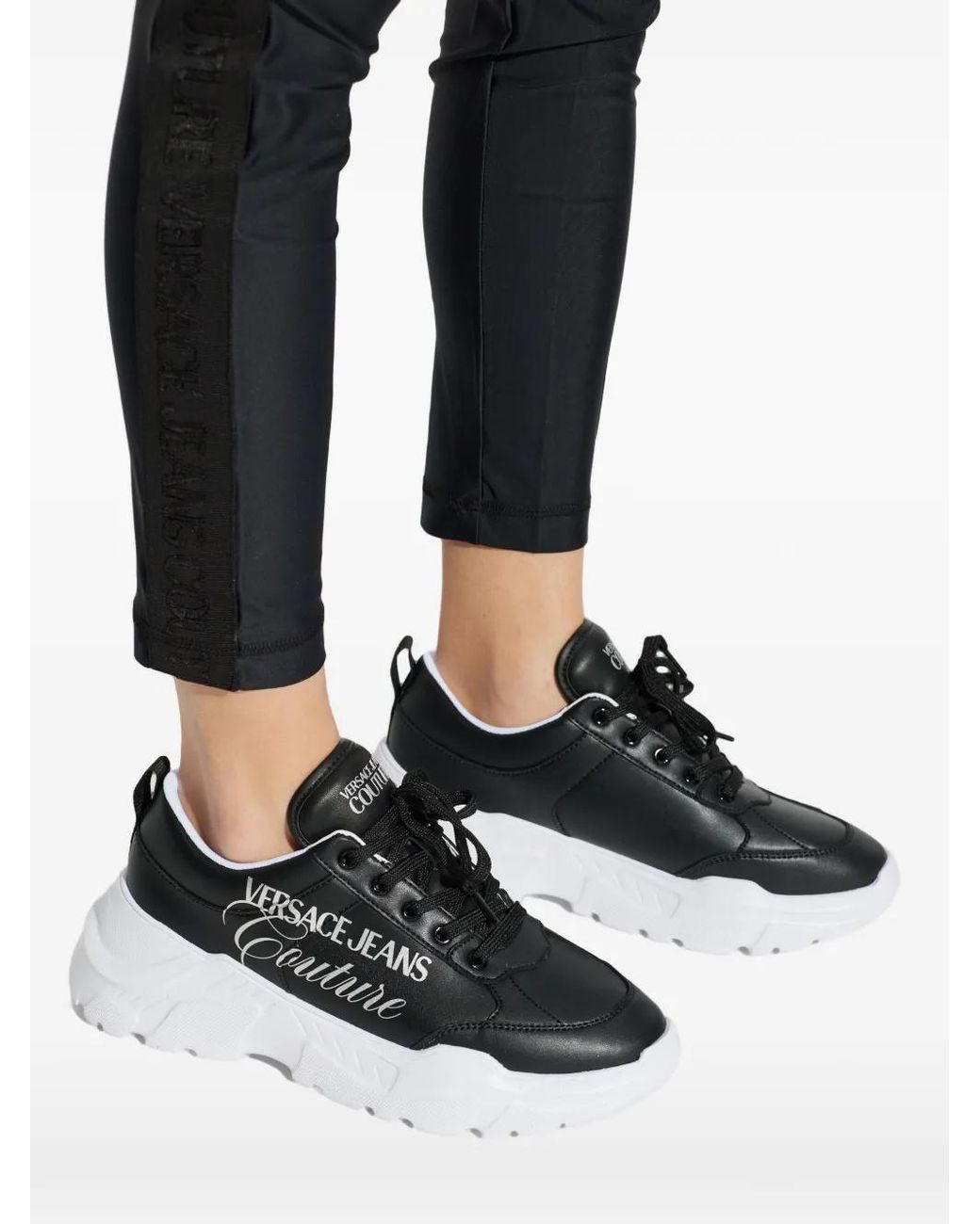 Versace Jeans Black Couture Logo Low-Top Sneakers