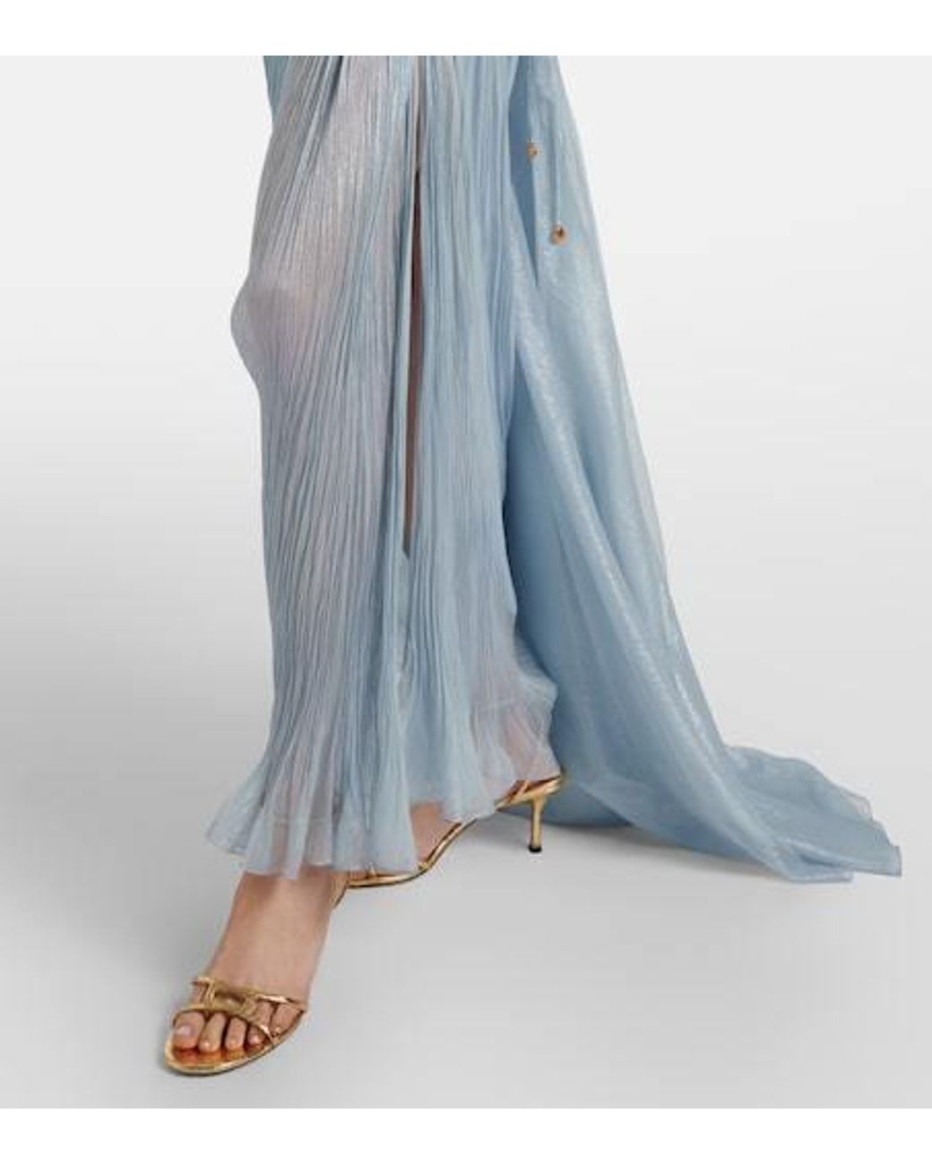 Maria Lucia Hohan Blue Florencia One-Shoulder Silk Gown