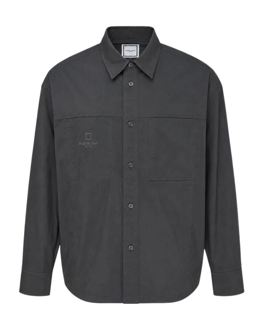 Wooyoungmi Gray Logo-Print Chest-Pockets Shirt for men