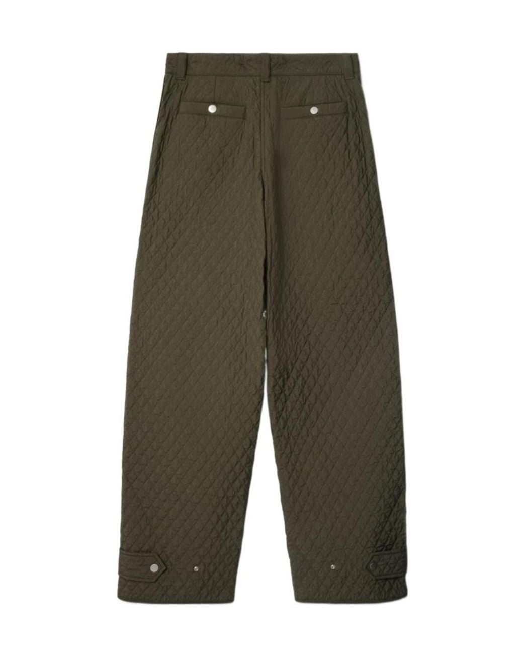 Burberry Green Diamond-Quilted Straight-Leg Trousers for men