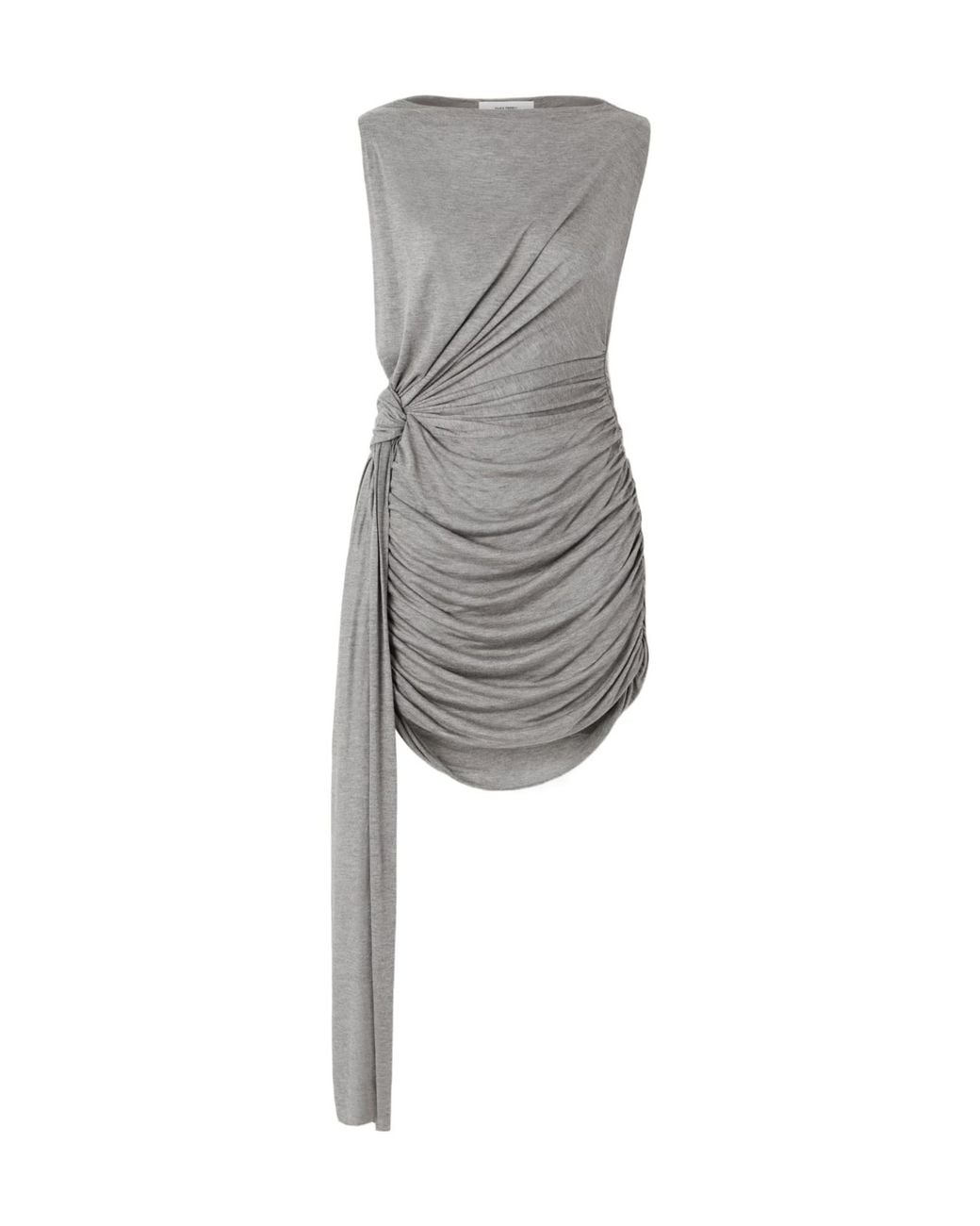 Alex Perry Gray Knotted Draped Ruched Jersey Mini Dress