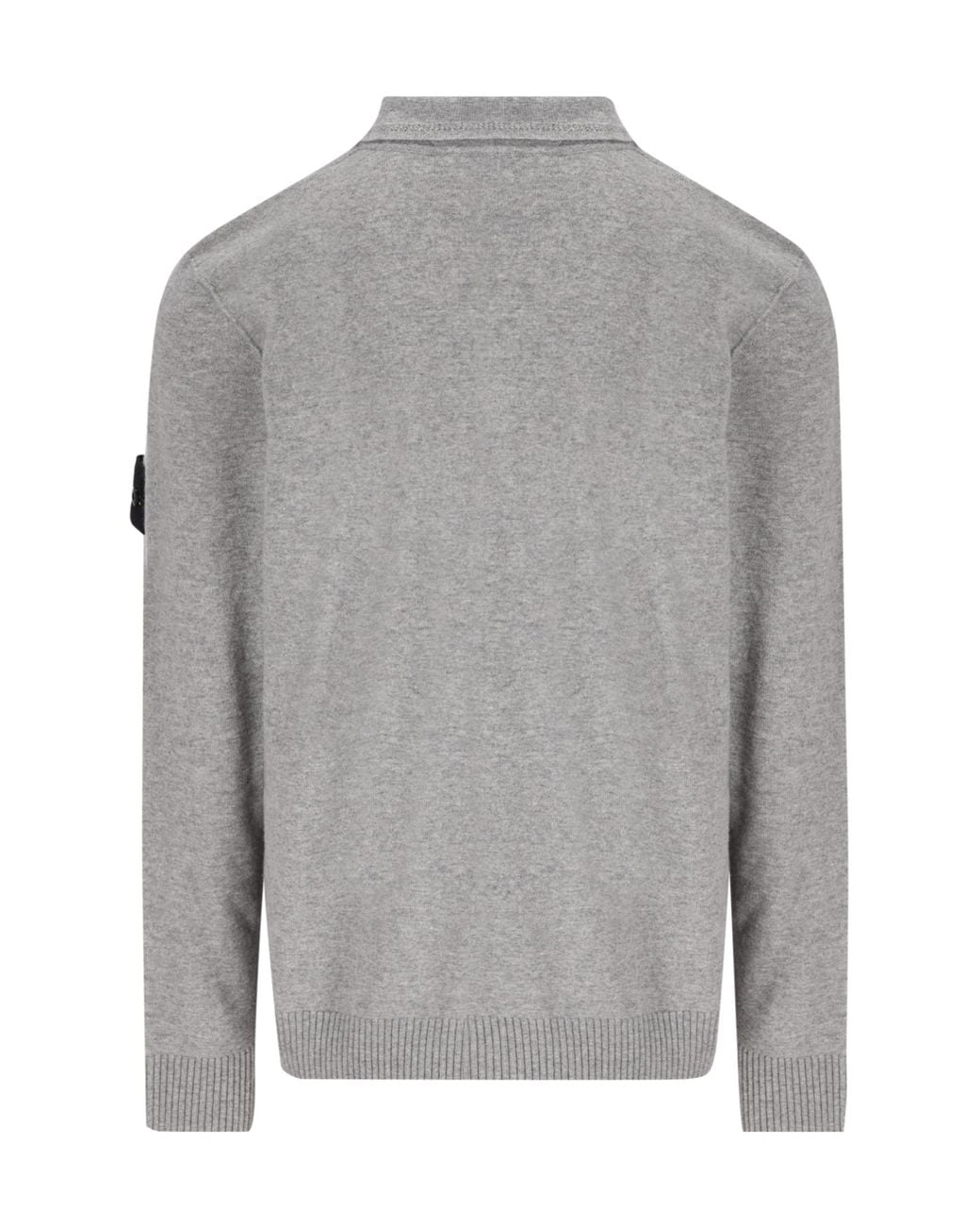 Stone Island Gray Logo Patch Knitted Polo Shirt for men