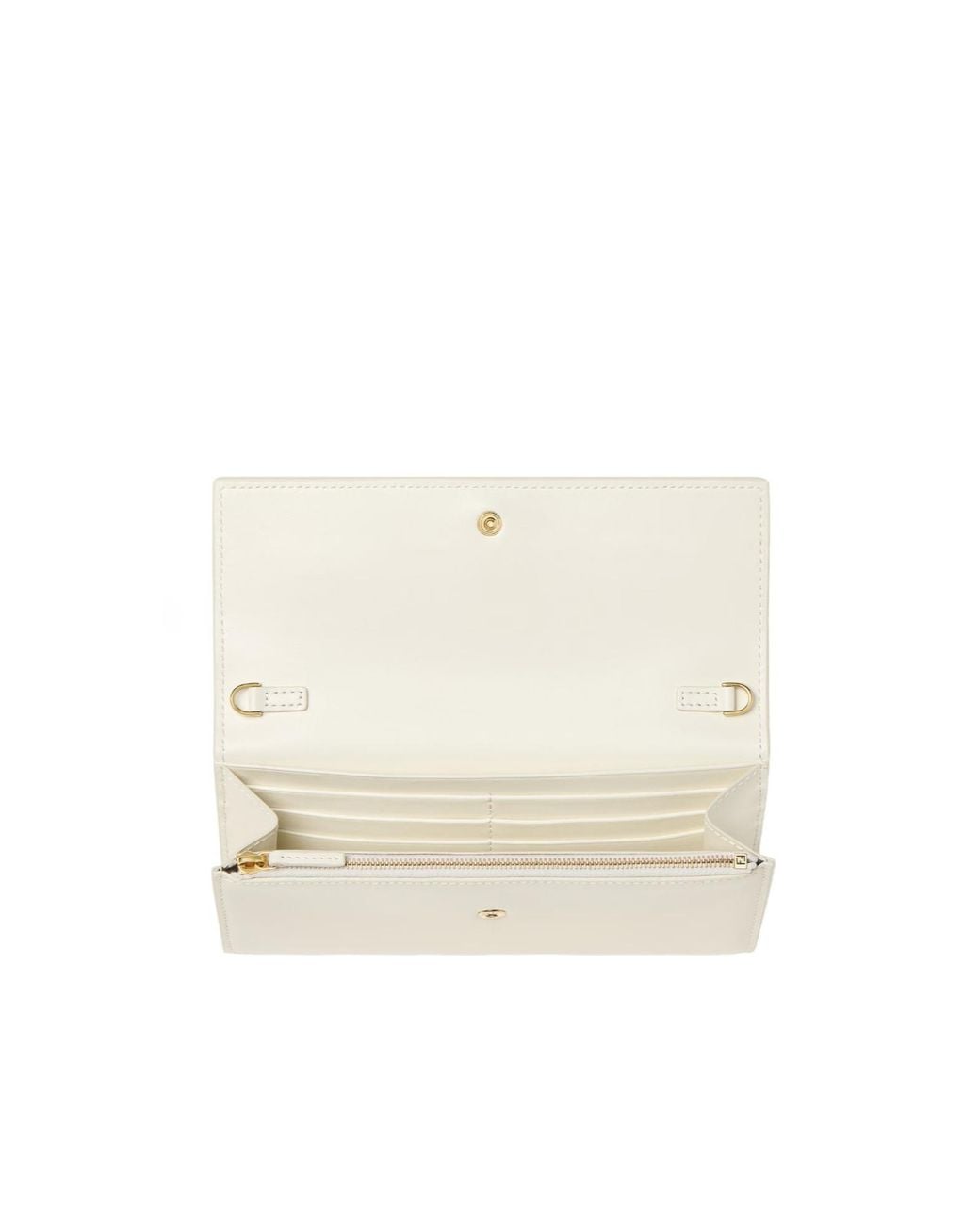 Fendi White Ff Continental With Chain Parchment-Colored Leather Wallet