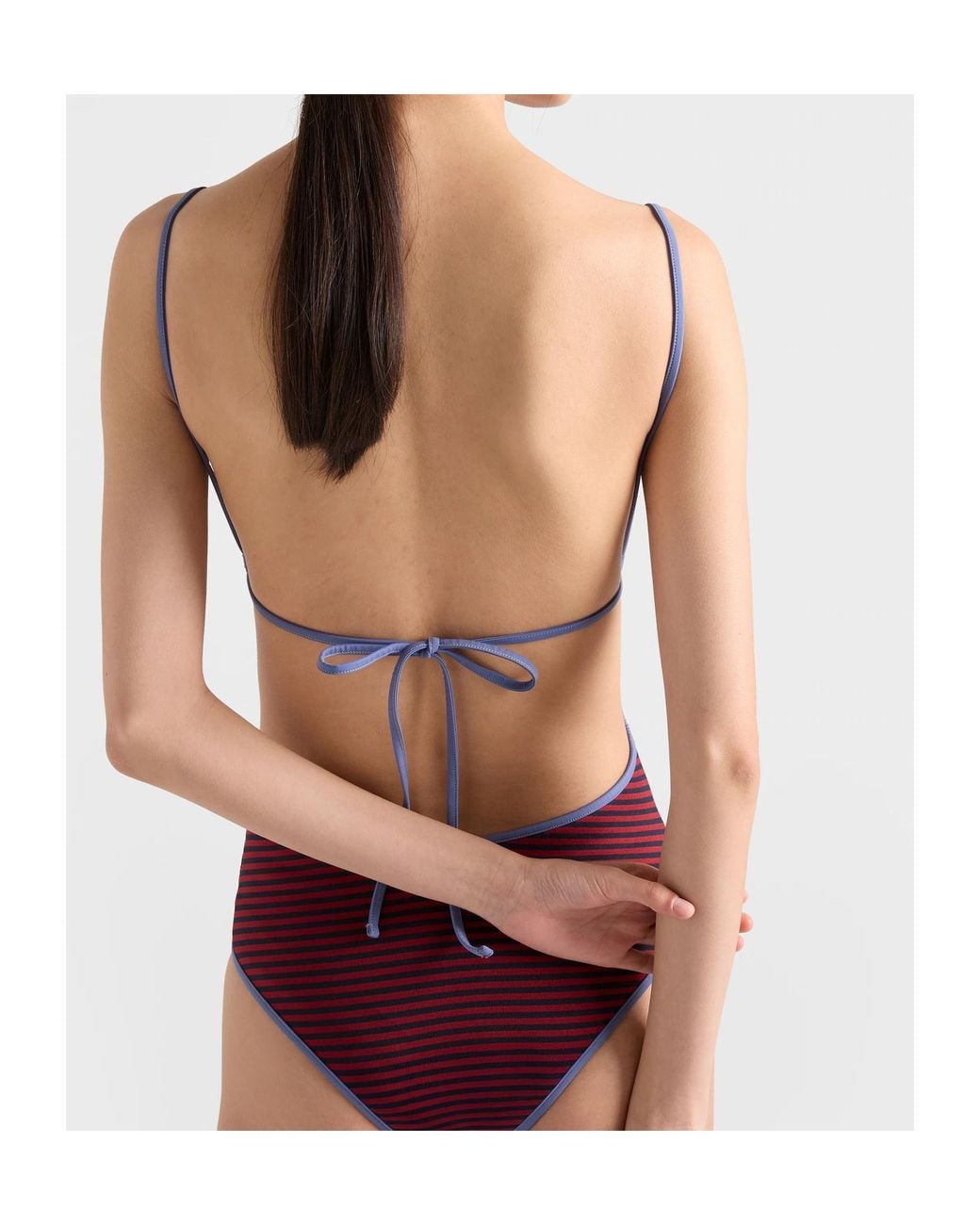 Prada Red One-Piece Interlock Jersey Swimsuit