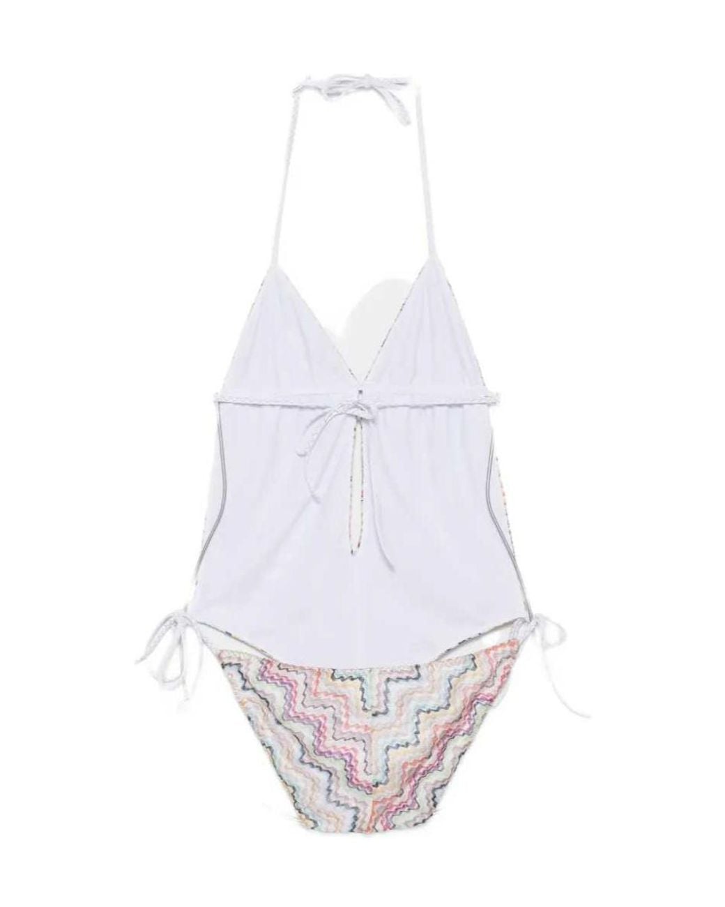 Missoni White Zigzag-Knit V-Neck Swimsuit