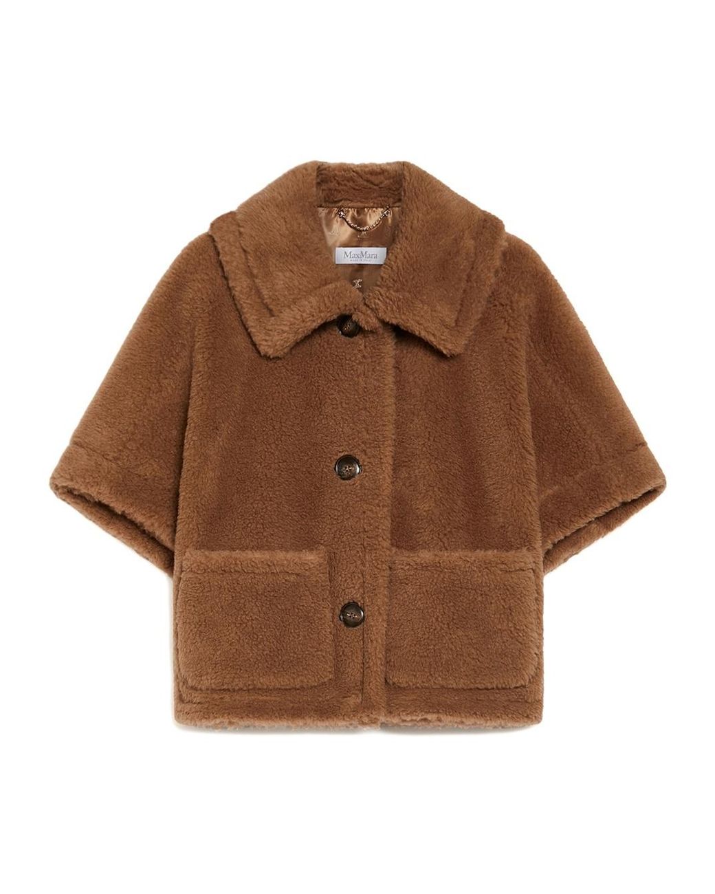 Max Mara Brown Newterzo Button-Up Short-Sleeved Coat
