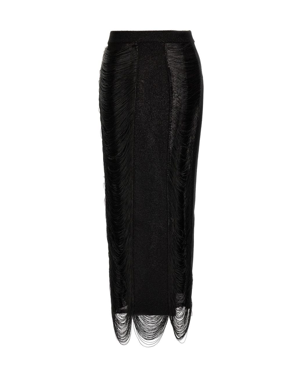 McQueen Black Armor Stitch Fringed Skirt