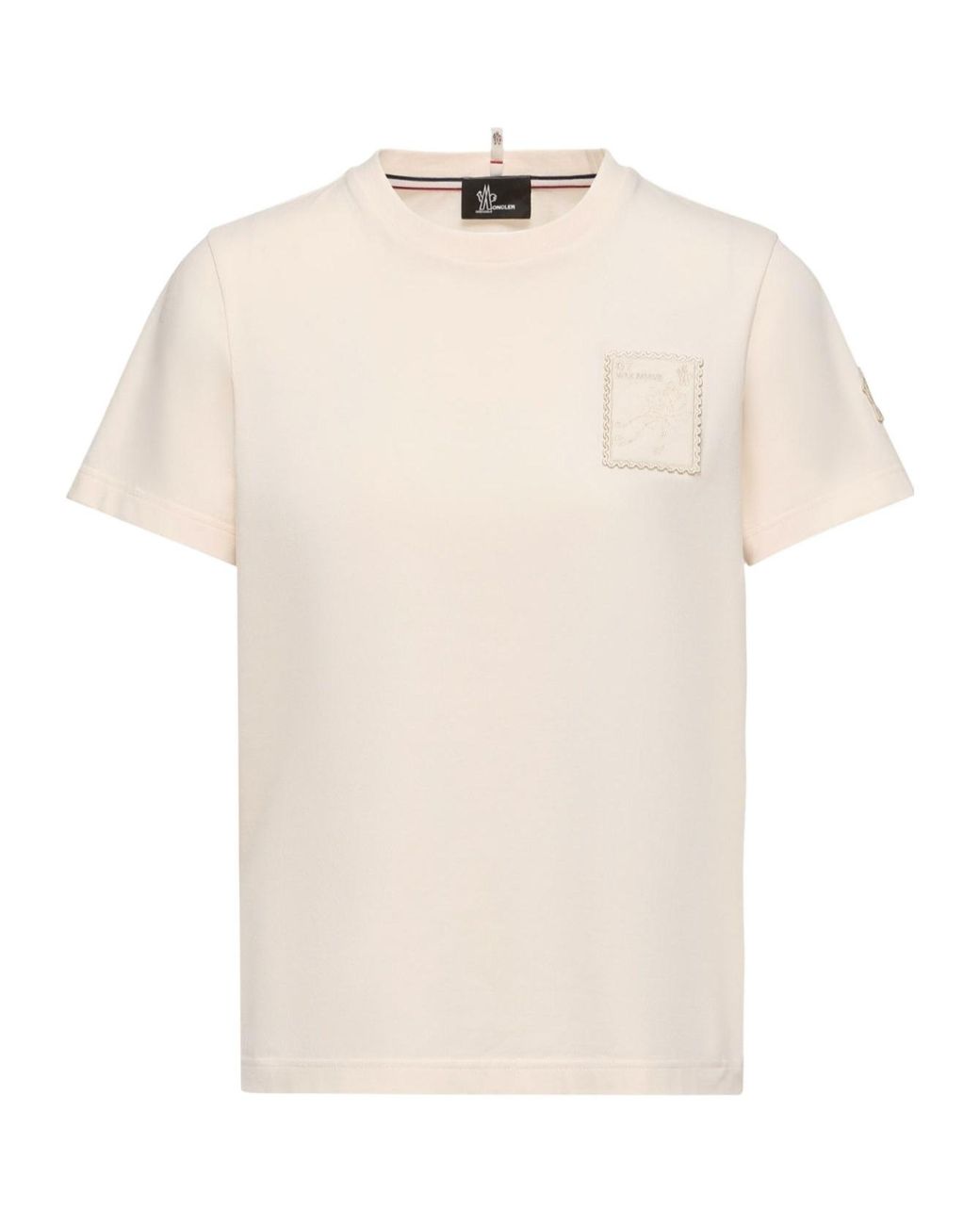 Moncler White Grenoble Botanical Patch Crewneck T-Shirt