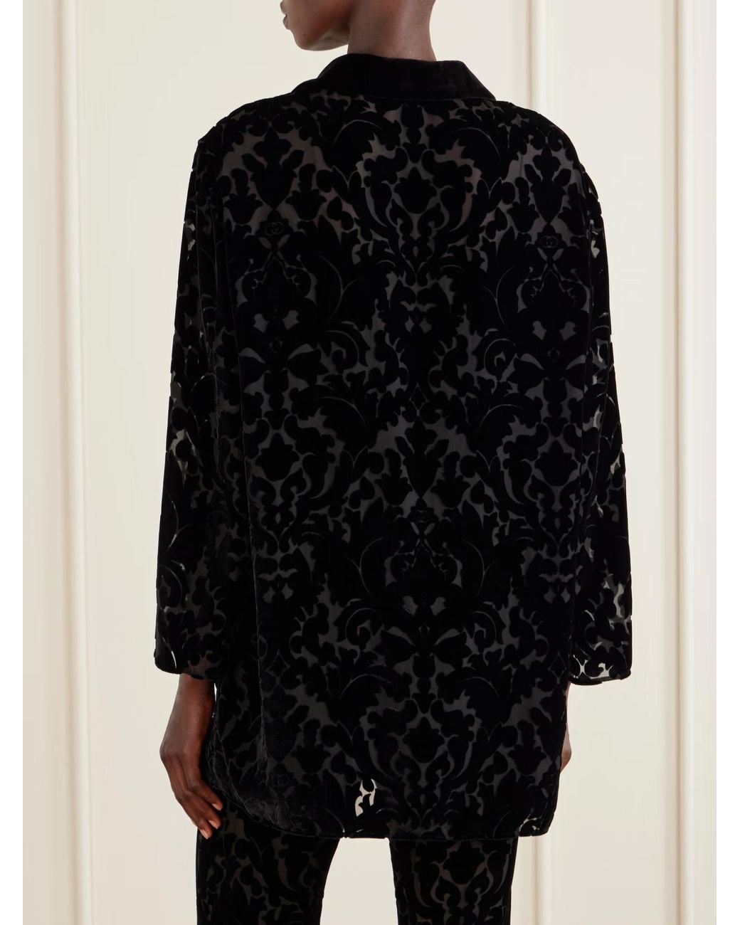 Gucci Black Floral Devoré Velour Shirt