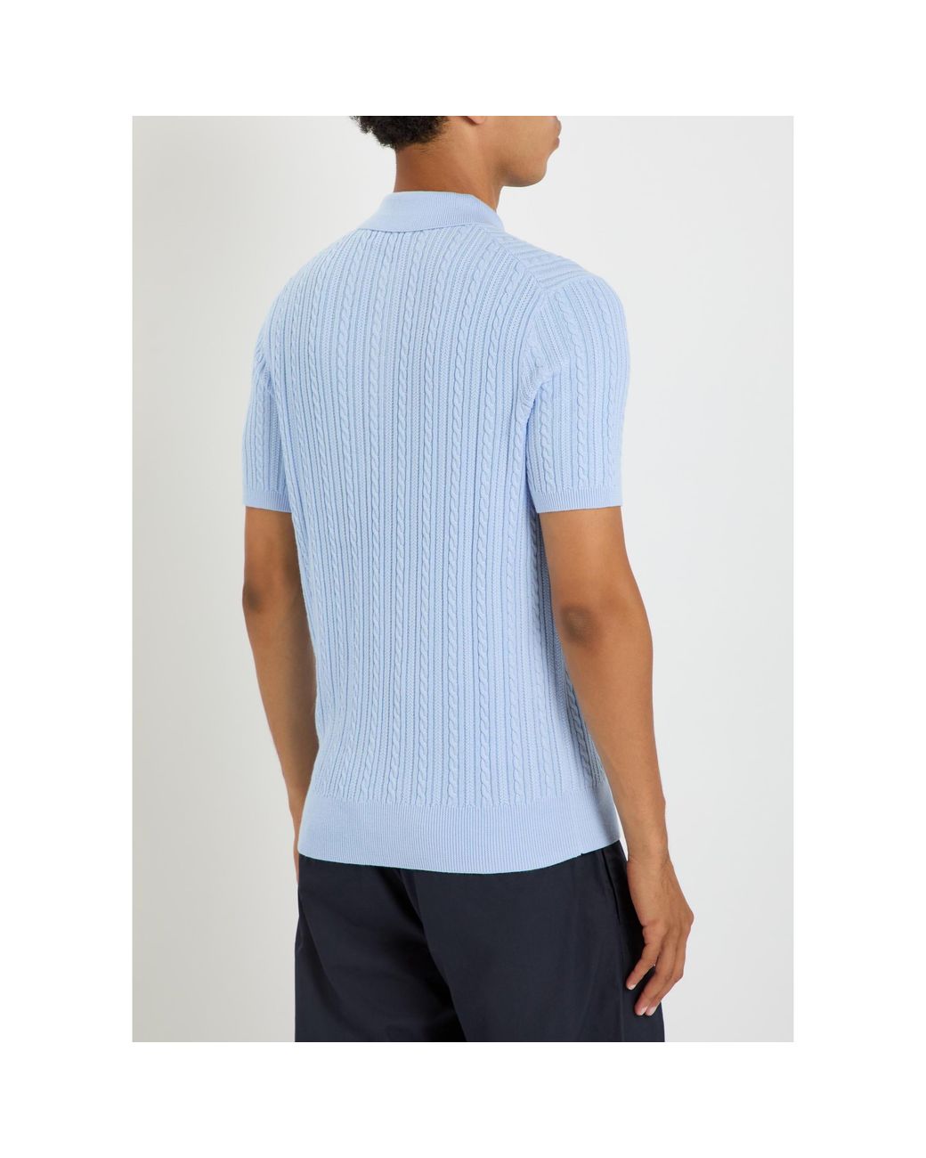 Polo Ralph Lauren Blue Jigsaw-Knit Polo Shirt for men