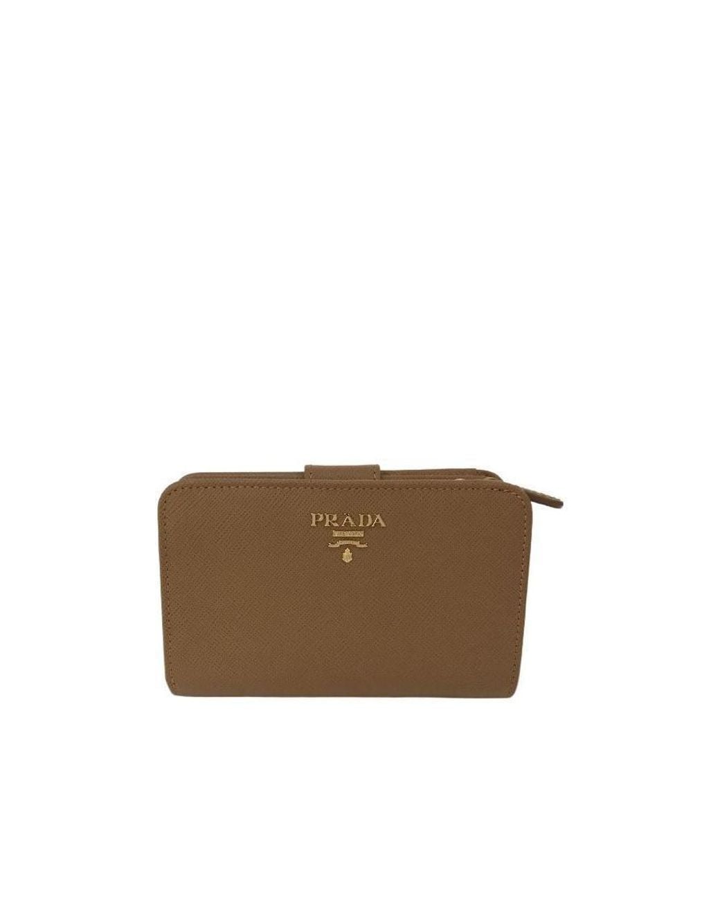 Prada Brown Logo Embossed Wallet