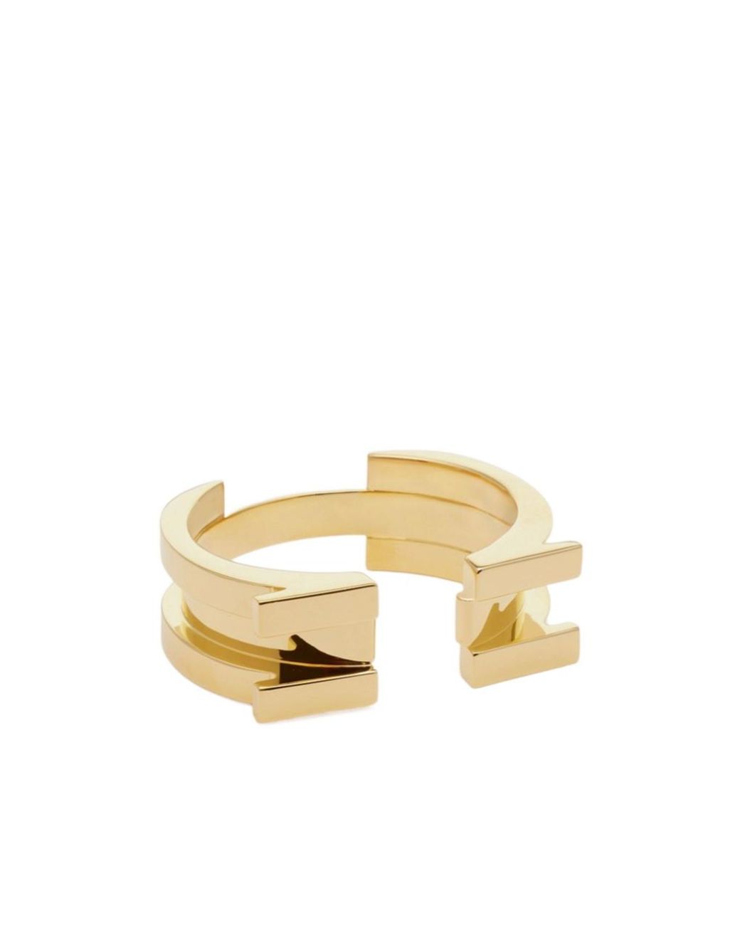 Elisabetta Franchi Metallic Logo Open Bangle Bracelet