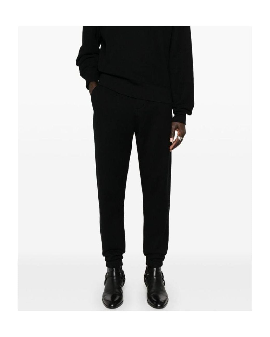 Saint Laurent Black Cassandre-Logo Track Pants for men