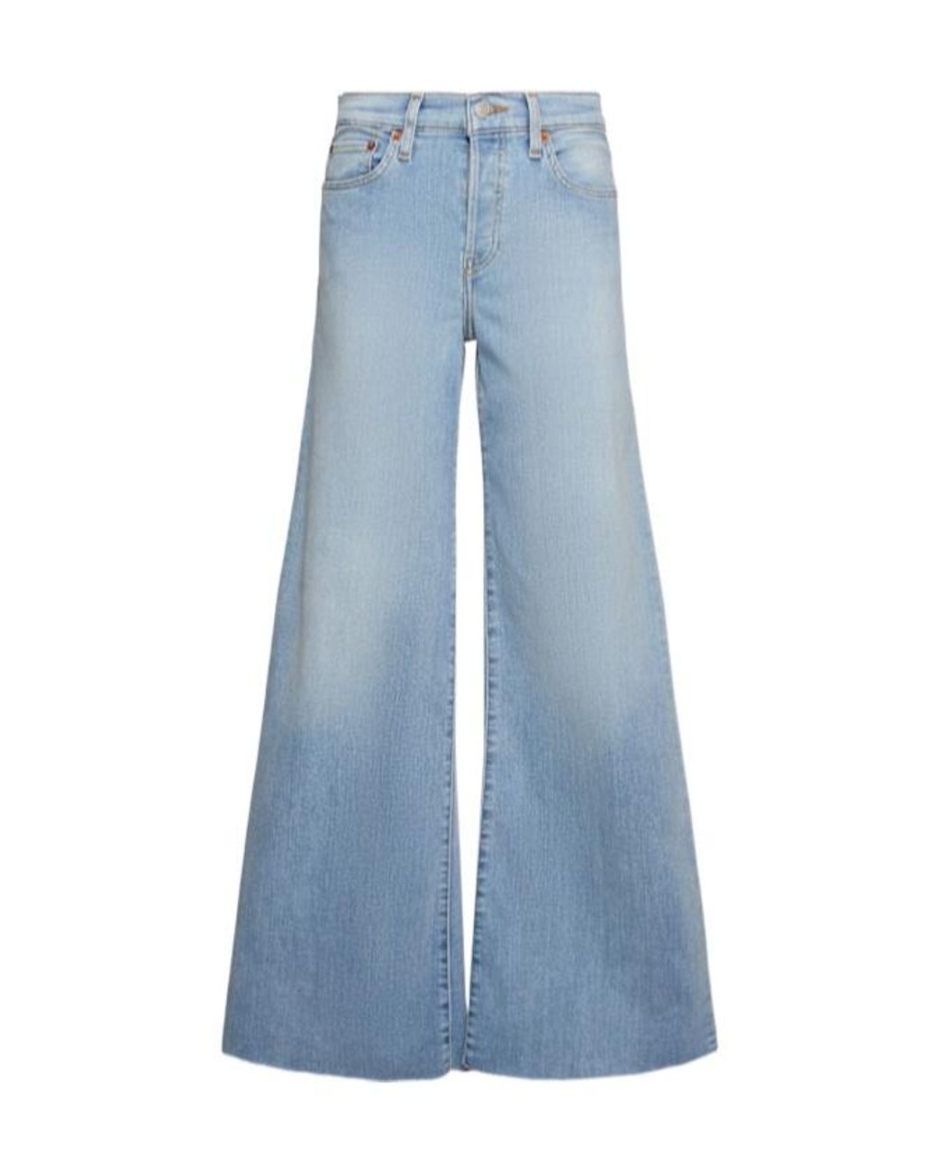 Re/done Blue Mid Rise Wide Leg Jeans