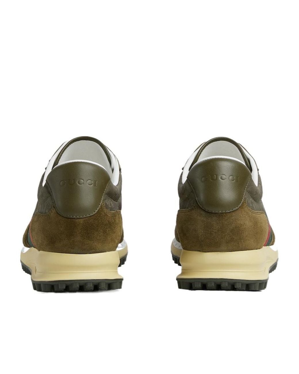 Gucci Green Panelled Lace-Up Sneakers for men