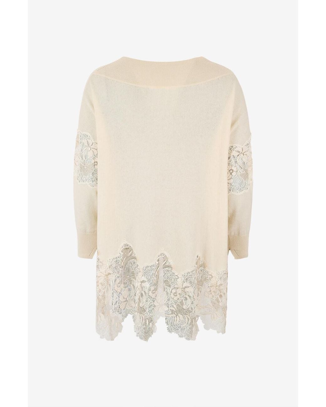 Ermanno Scervino White Lace-Panel Sweater