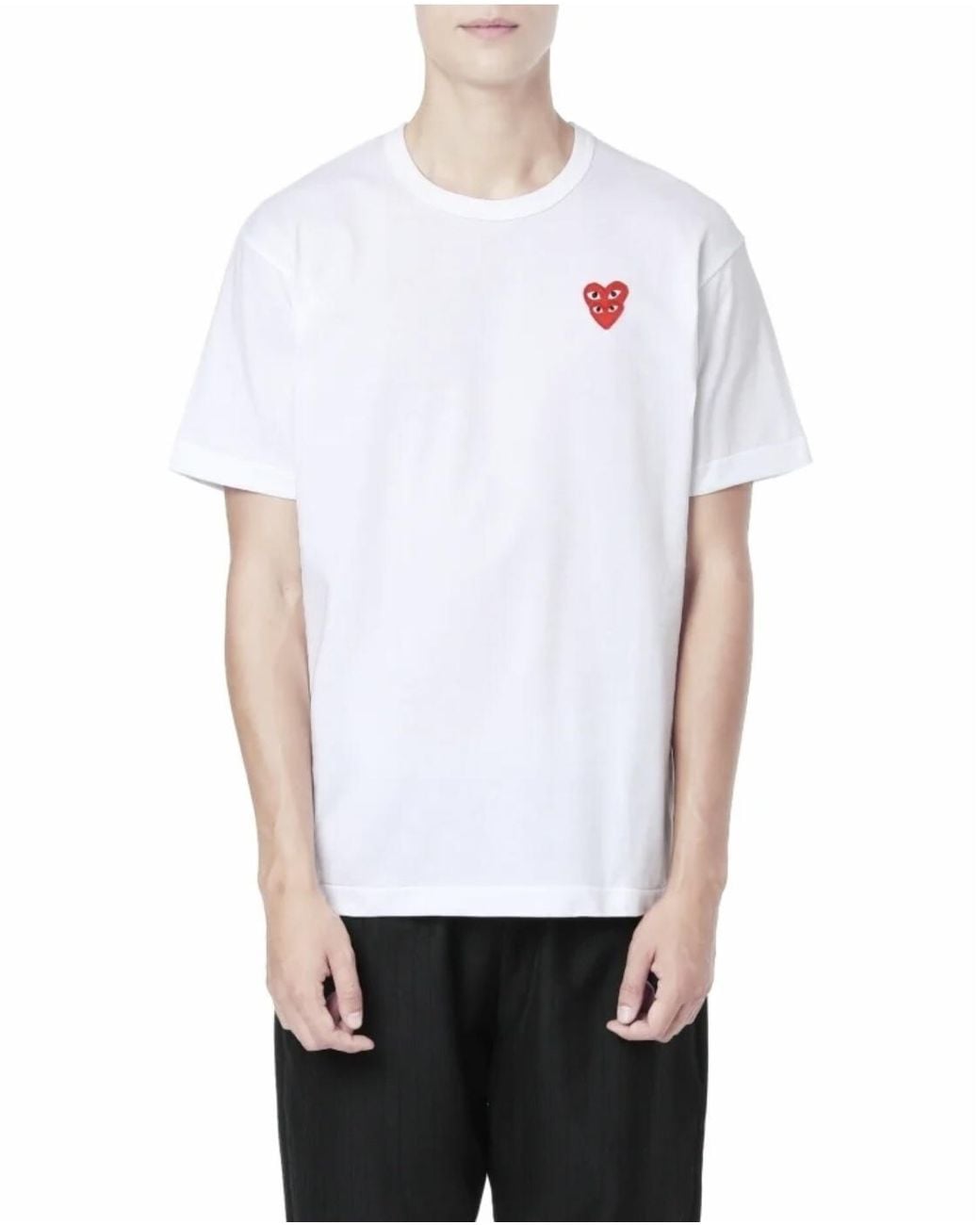 COMME DES GARÇONS PLAY White Crew-Neck Short-Sleeve T-Shirt for men