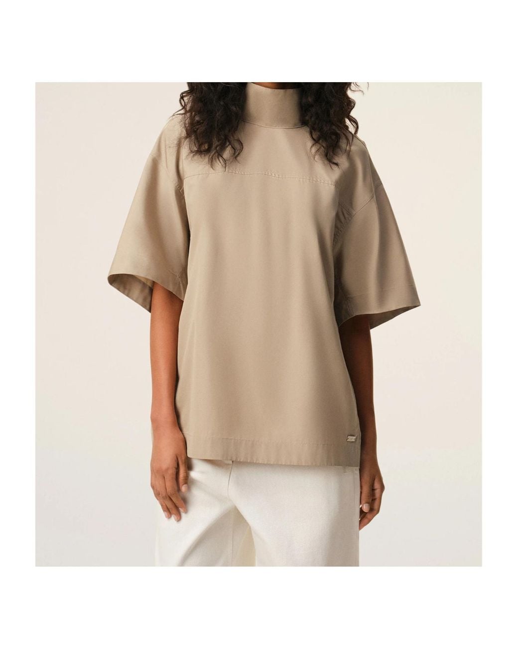 AMI Natural Turtleneck Blouse