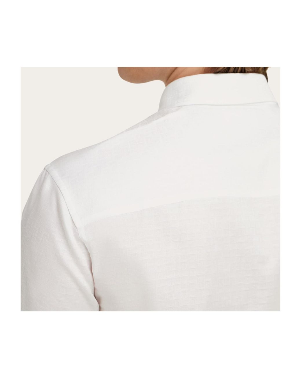 Ferragamo White Ferragamo Logo Jacquard Long-Sleeved Shirt