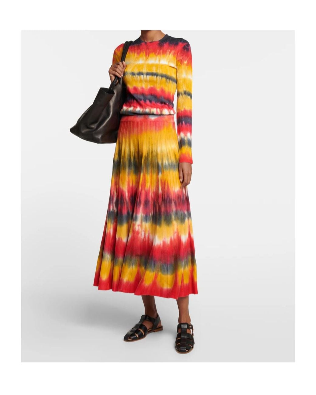 Gabriela Hearst Red Ella's Tie-Dye Cashmere And Silk Maxi Skirt