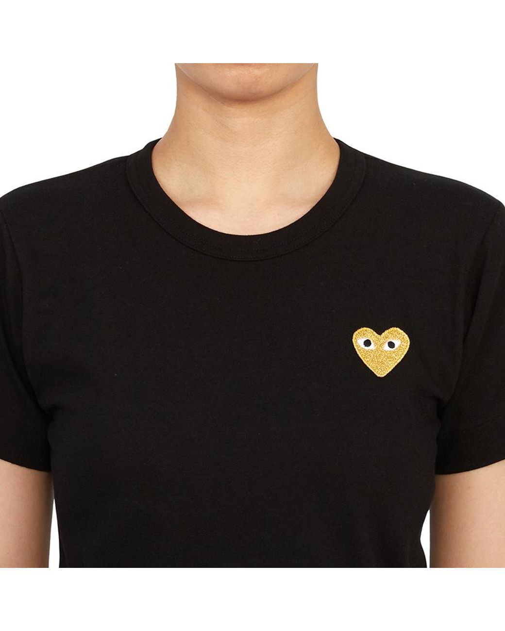 COMME DES GARÇONS PLAY Black Logo Embroidered Crew Neck T-Shirt