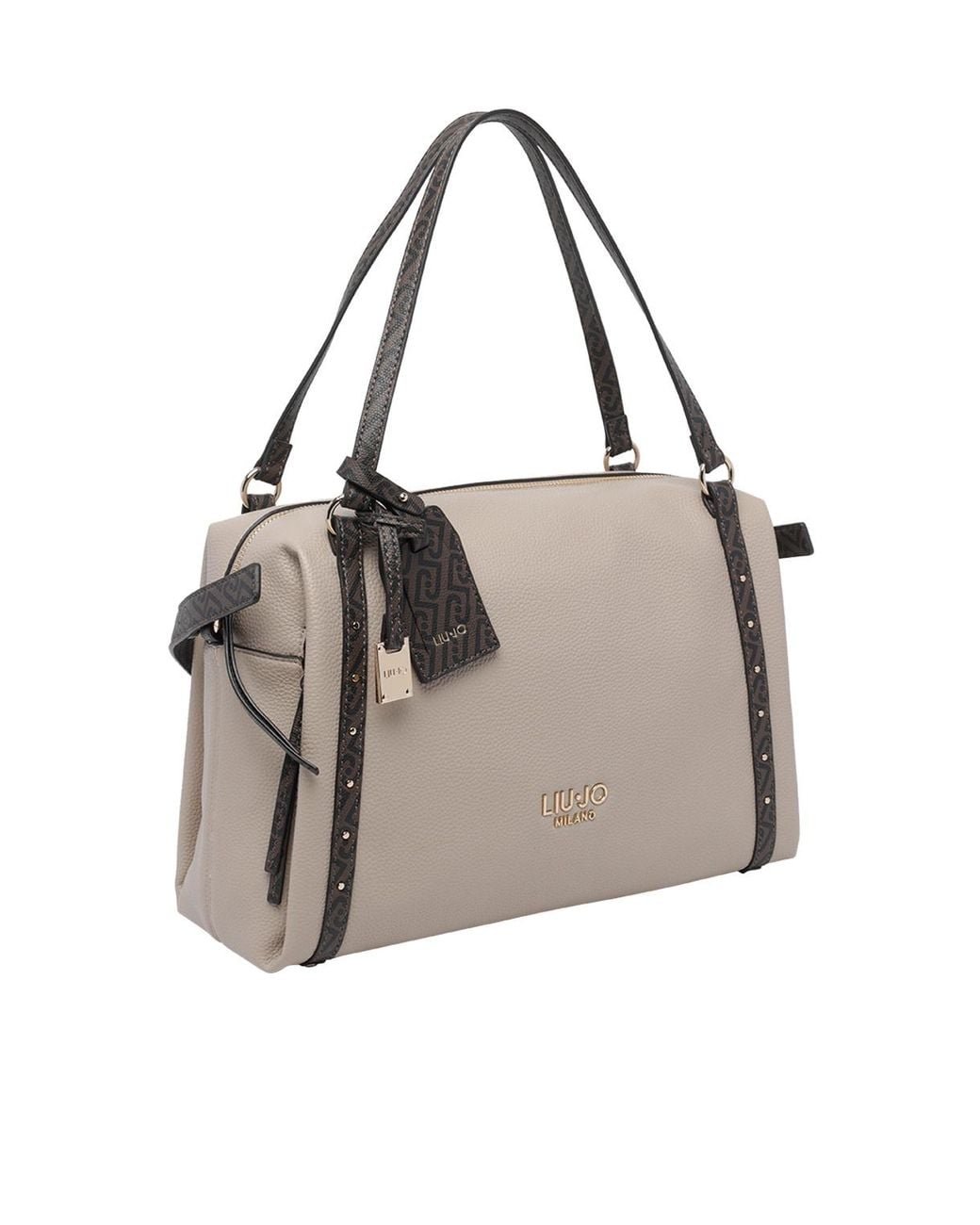Liu Jo Gray Stud-Trim Structured Bucket Bag