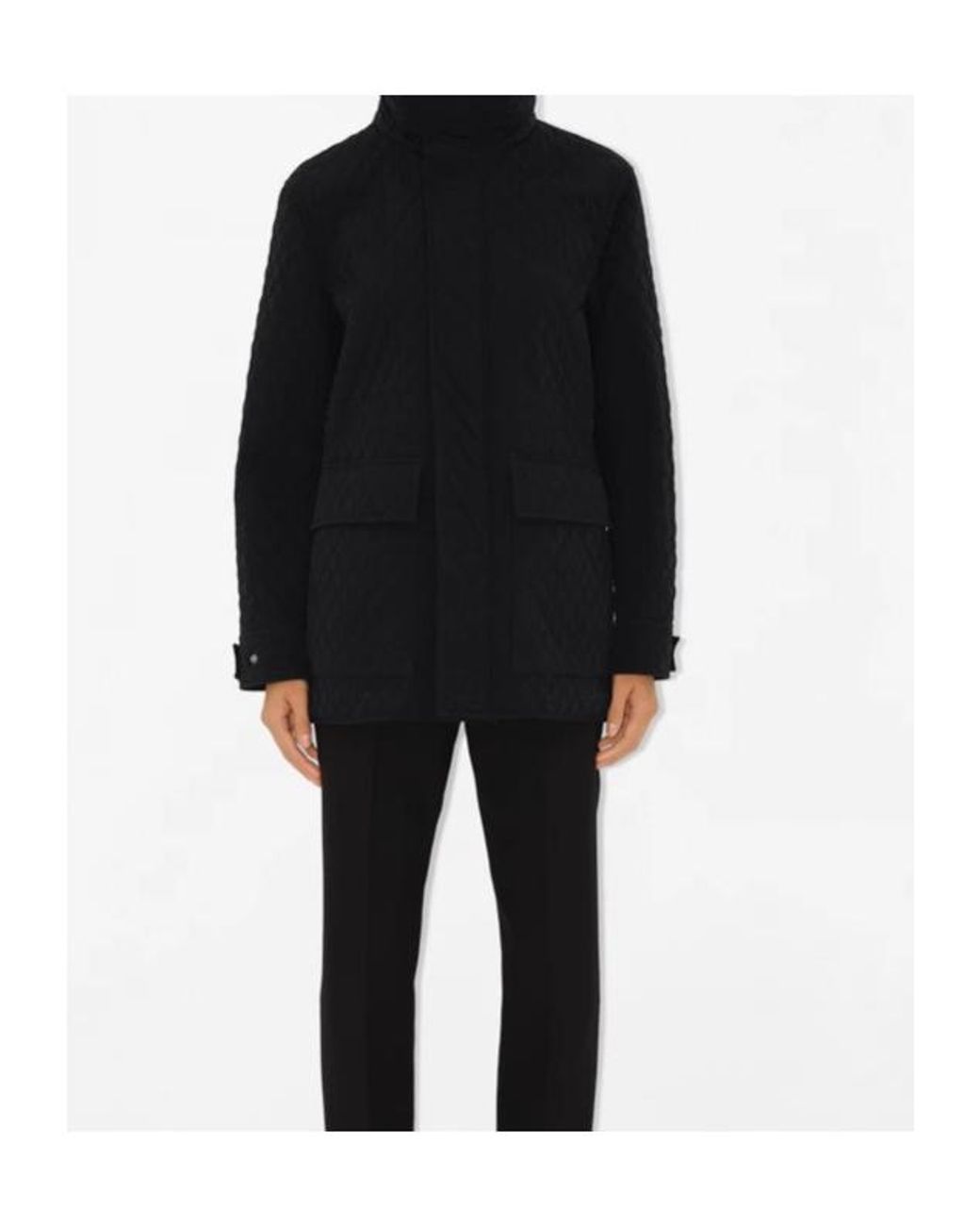 Burberry Black Quilted Check Hood Jacket