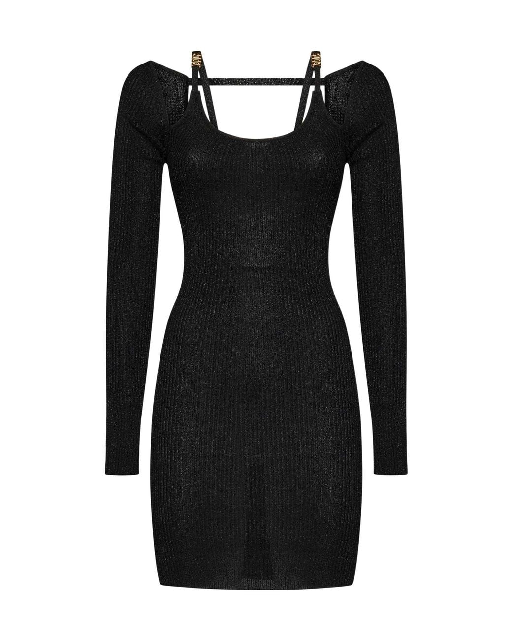 Gcds Black Cold-Shoulder Knitted Dress