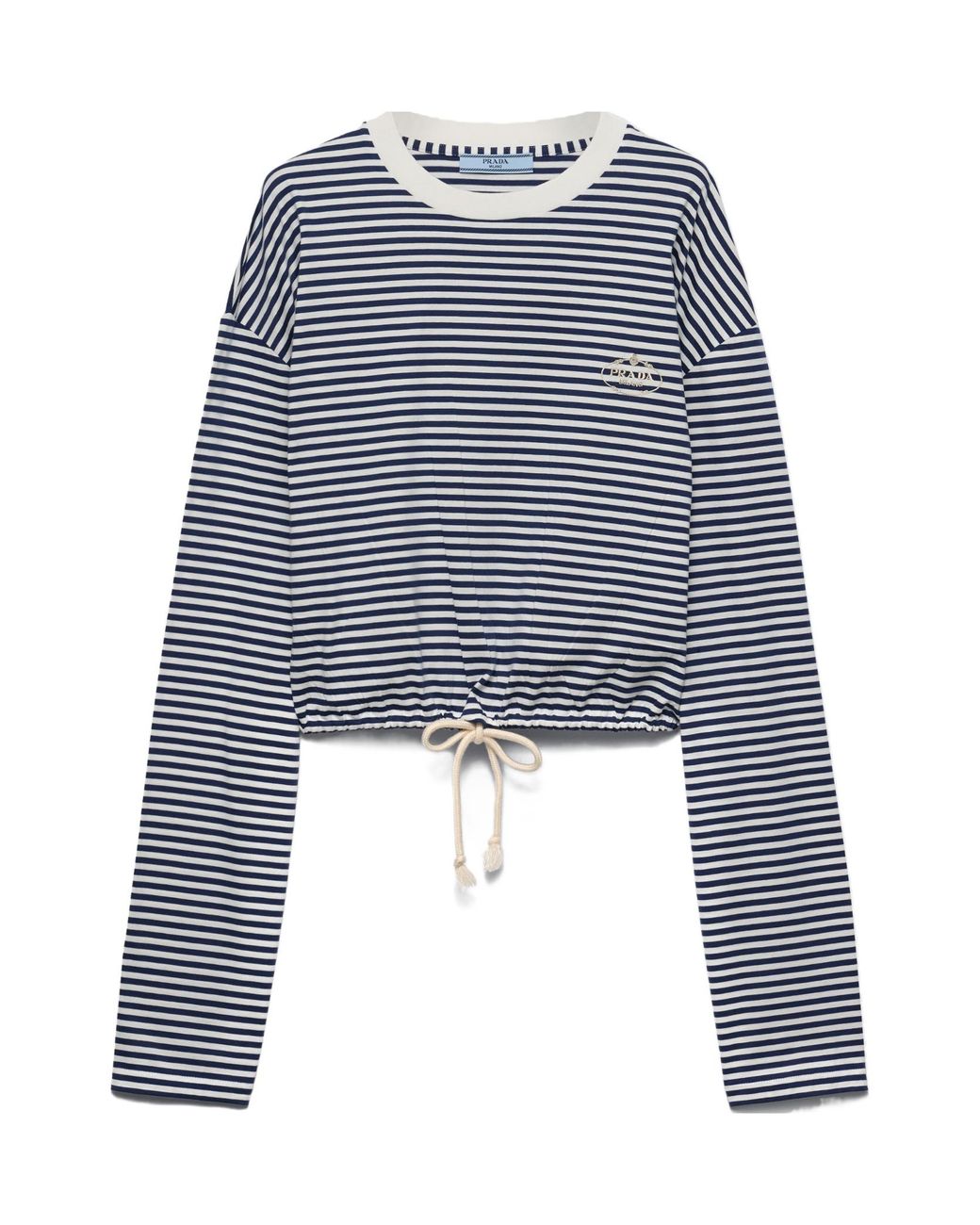 PRADA＊Long-sleeved jersey T-shirt ボーダーカットソー＊送込 Prada Long-Sleeved Striped Jersey T-Shirt in Blue | Lyst