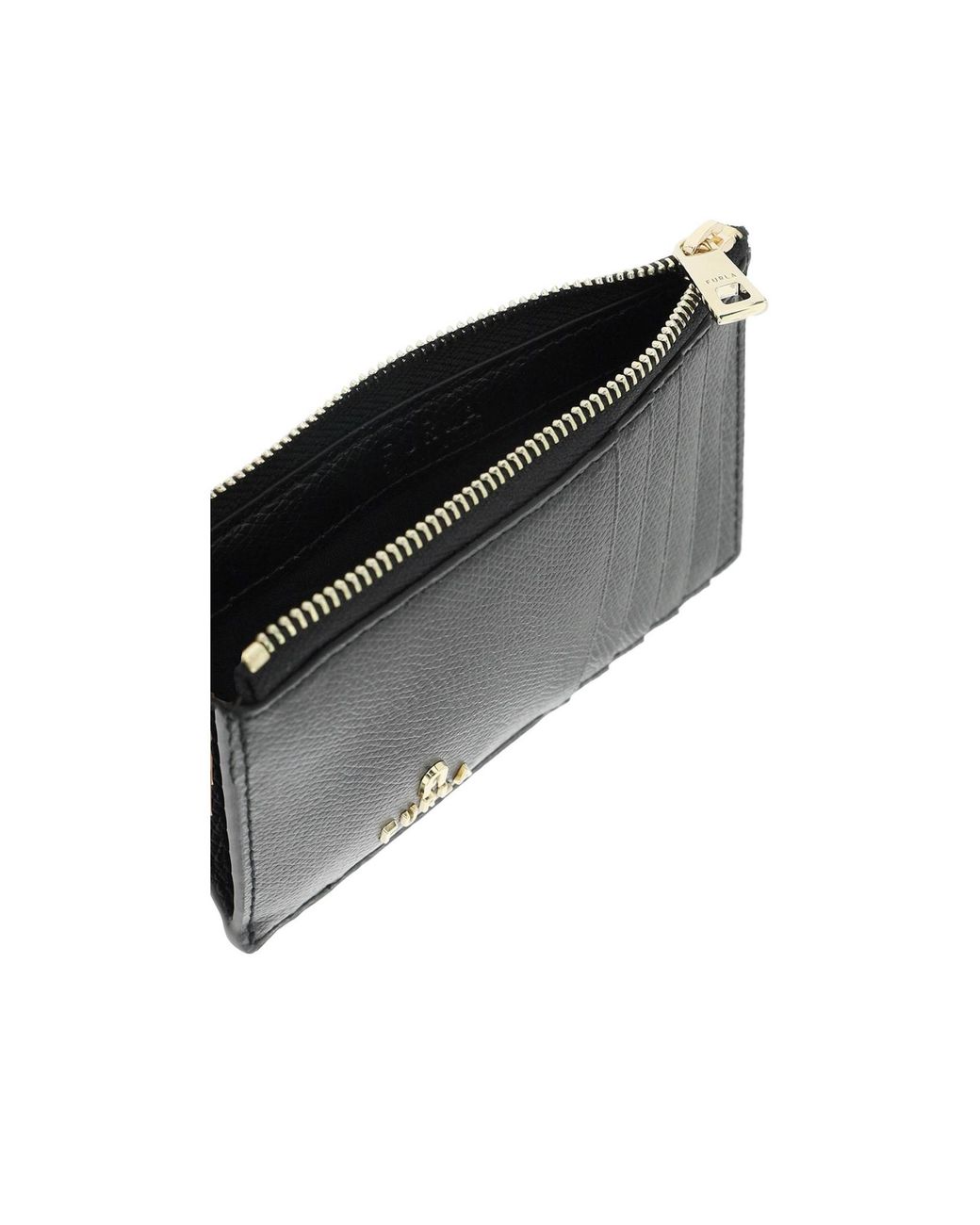 Furla Black Logo Plaque Zipped Cardholder