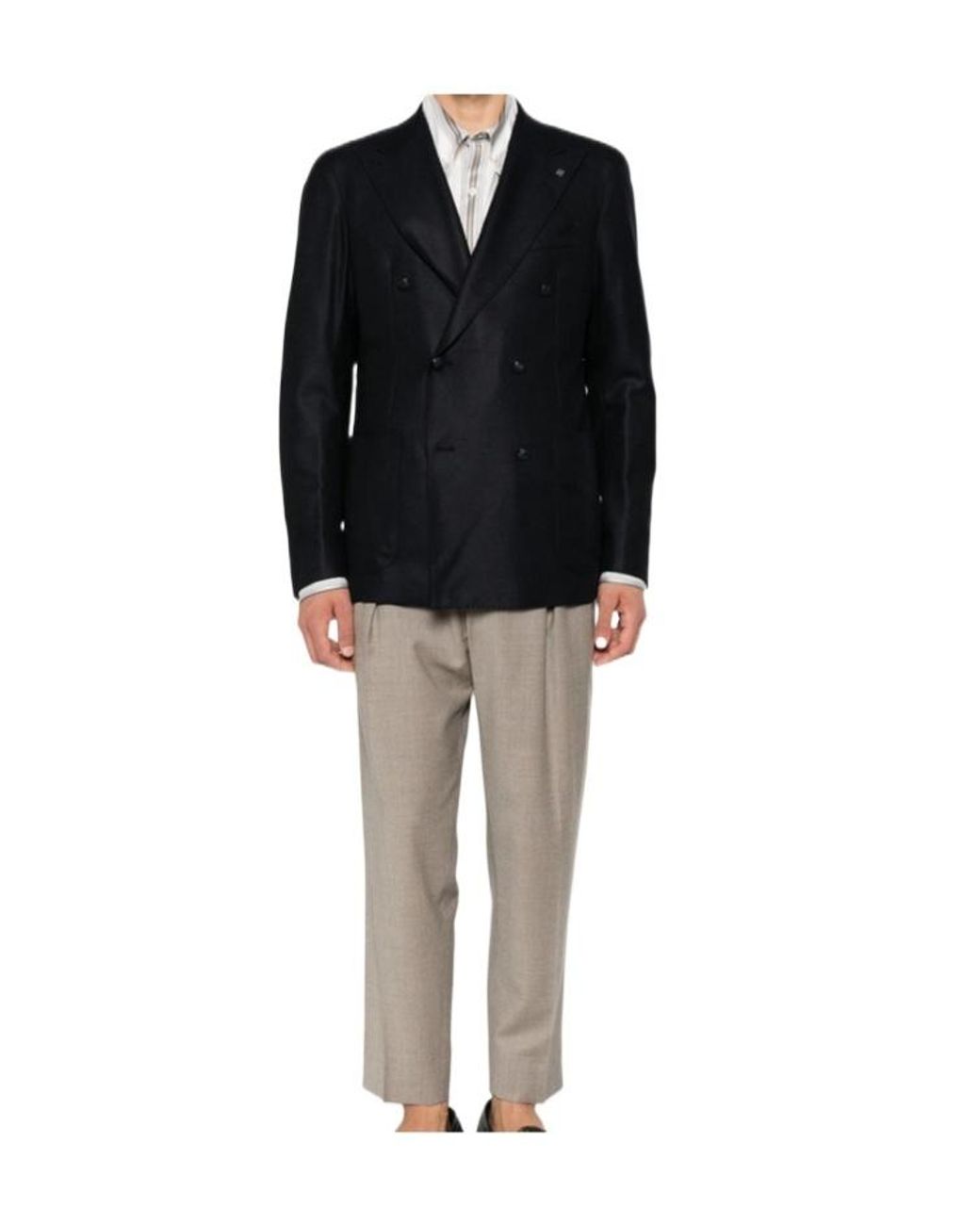Tagliatore Black Double-Breasted Blazer for men