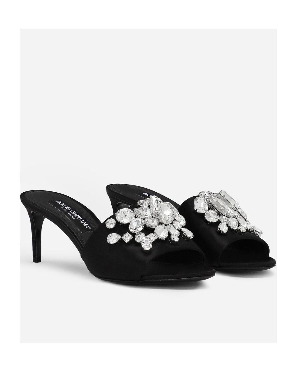 Dolce & Gabbana Black 60Mm Crystal-Embellished Mules