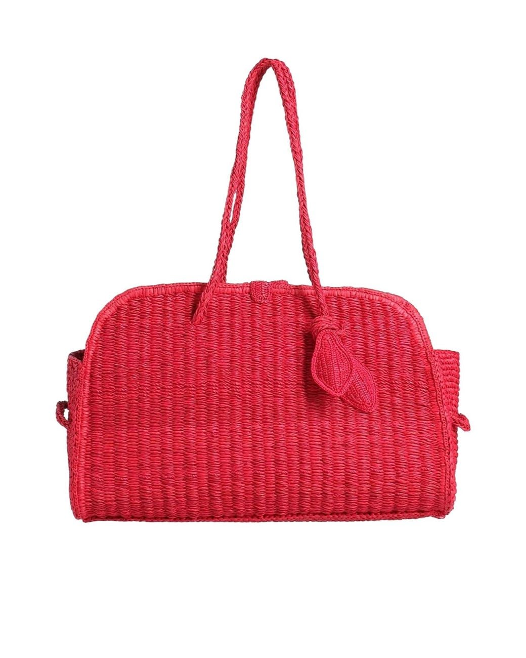 Jacquemus Red Large Solid-Color Straw Shoulder Bag