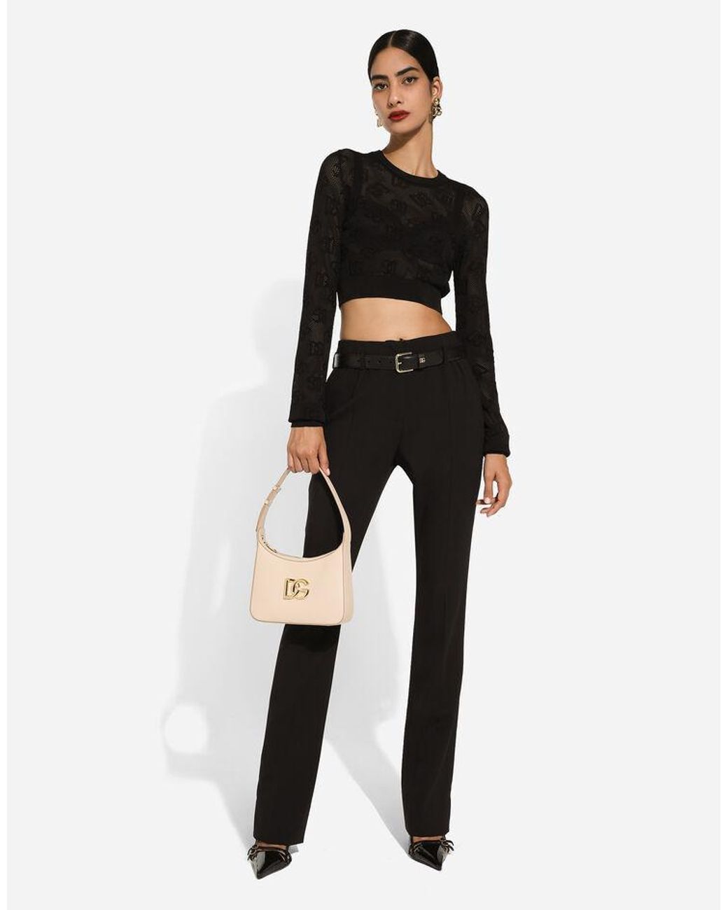 Dolce & Gabbana Black All-Over Dg Jacquard Cropped Top