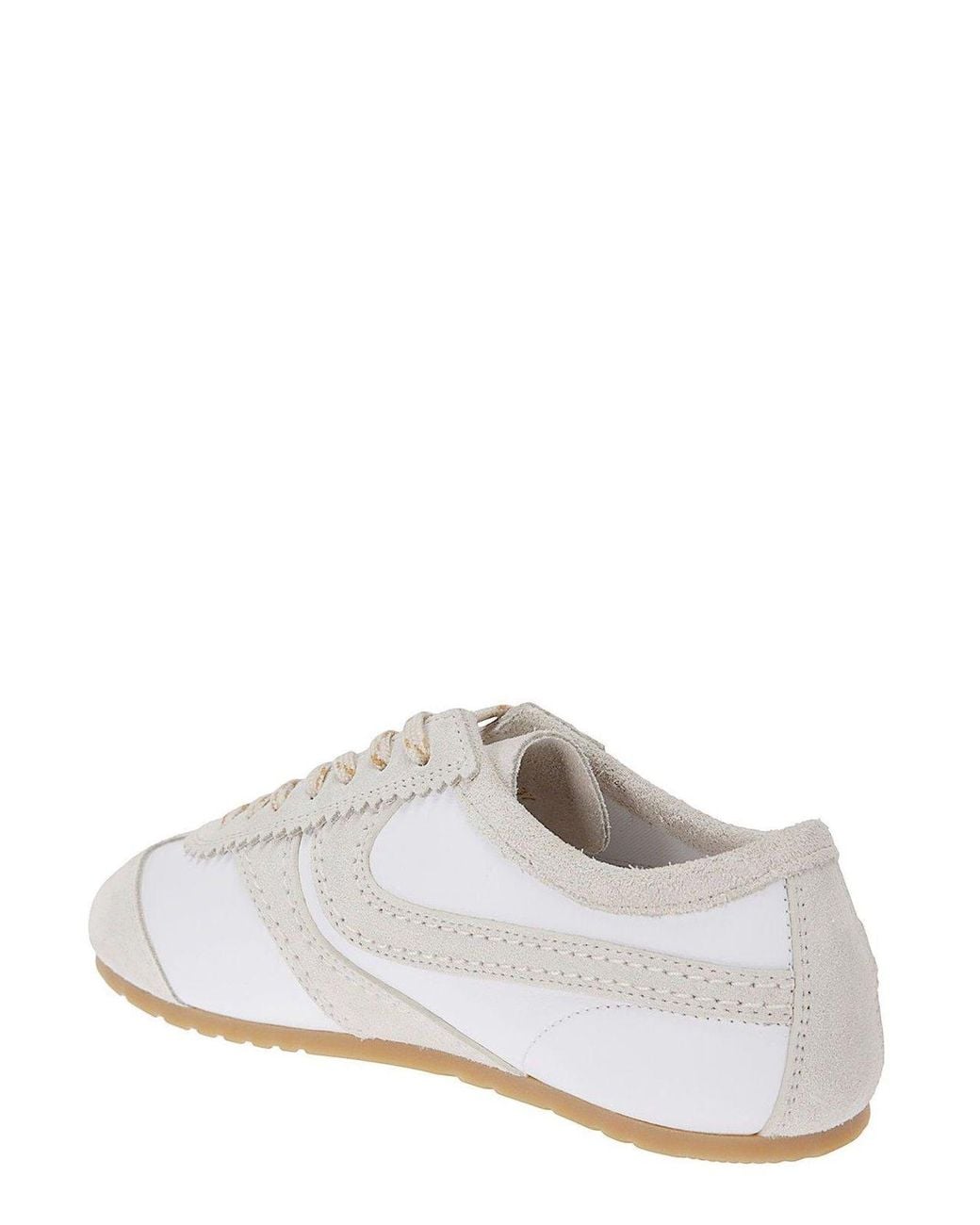 Dries Van Noten White Round Toe Lace-Up Sneakers