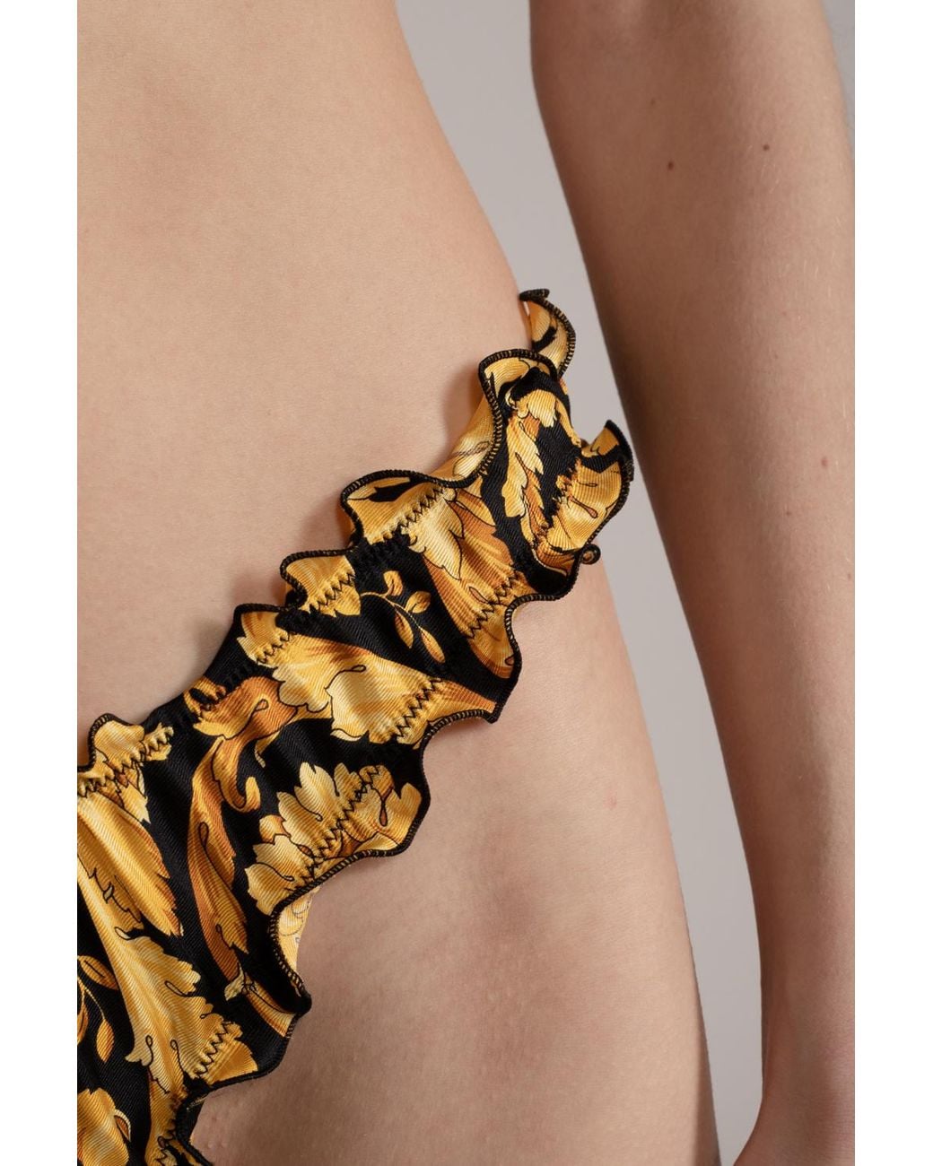 Versace Yellow Barqoue Pattern Ruffled Briefs