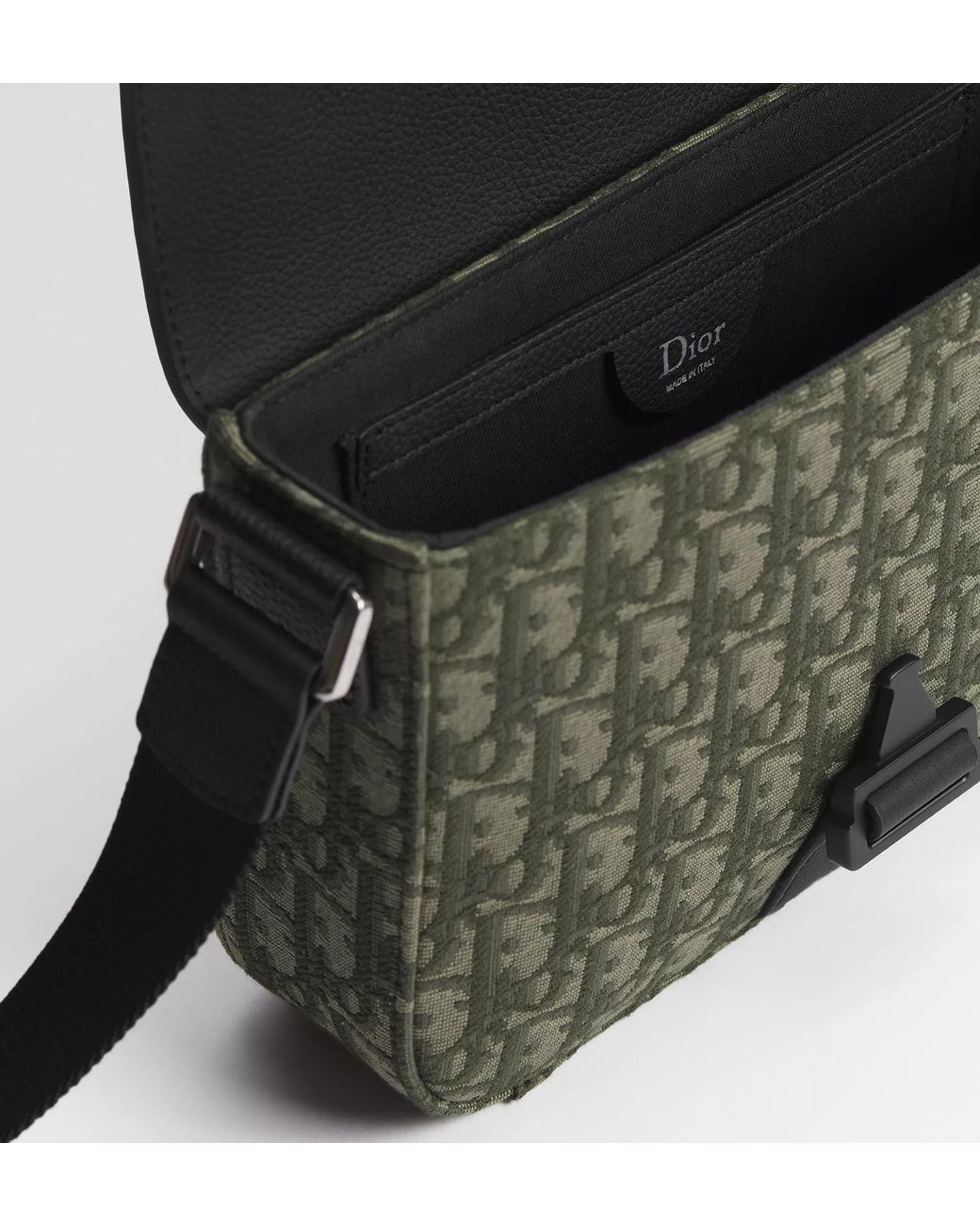Dior Black Heritage Saddle Flap Messenger Bag for men