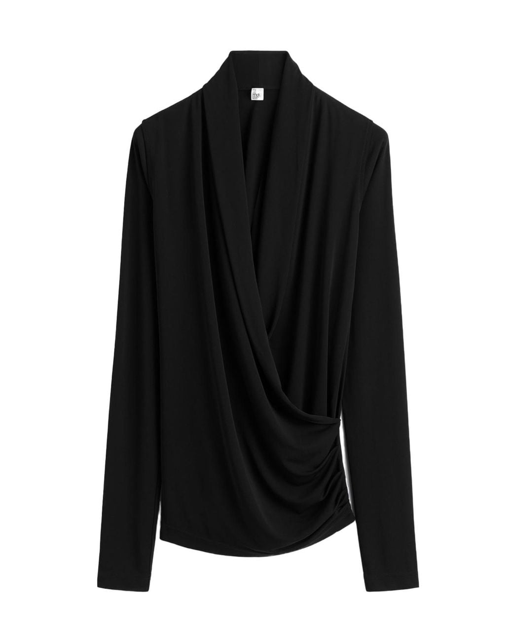 Totême Black Totême Draped Overlapped Jersey Blouse