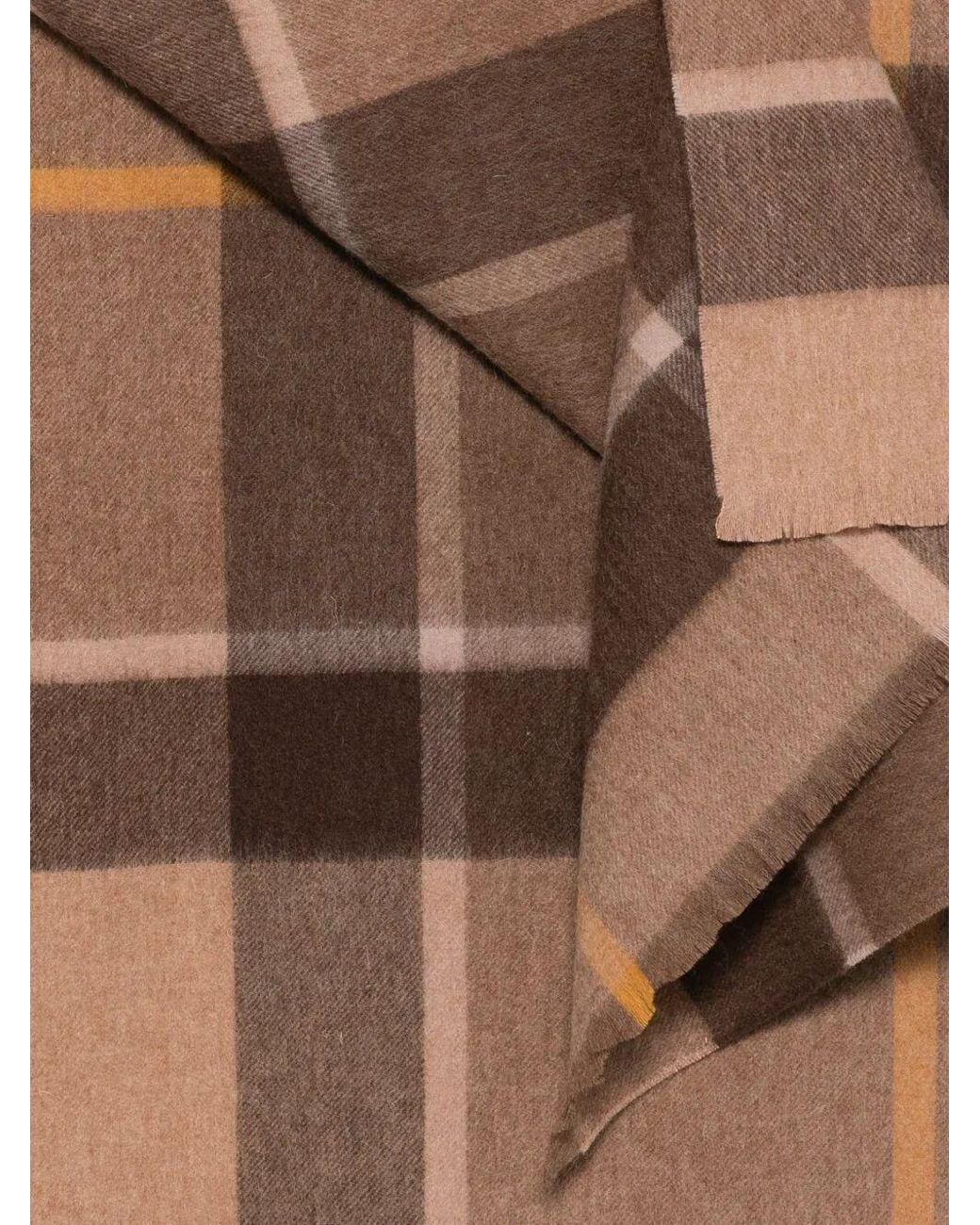Barbour Brown Check-Pattern Fringed Scarf