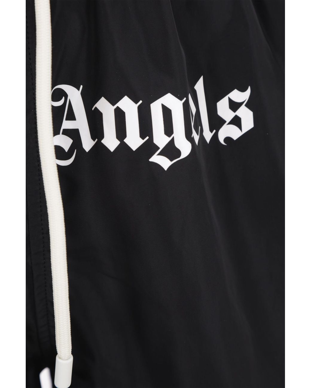 Palm Angels Black Logo Printed Drawstring Swim Shorts for men