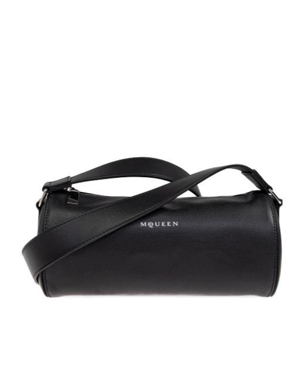McQueen Black Logo Printed Zipped Shoulder Bag for men