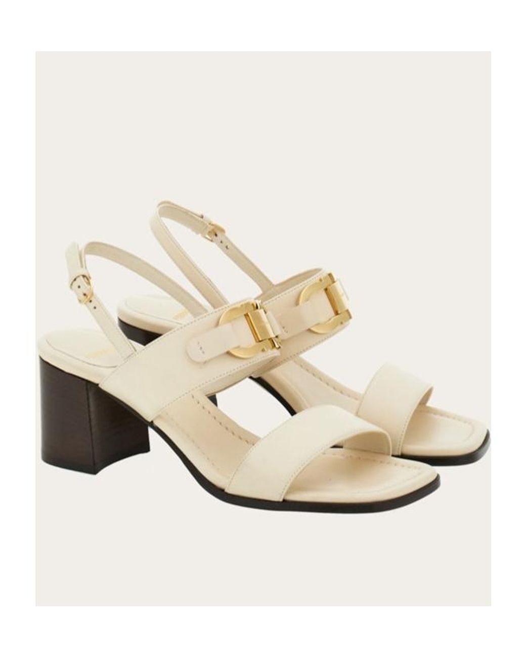 Ferragamo White Lou 55mm Leather Slingback Sandals