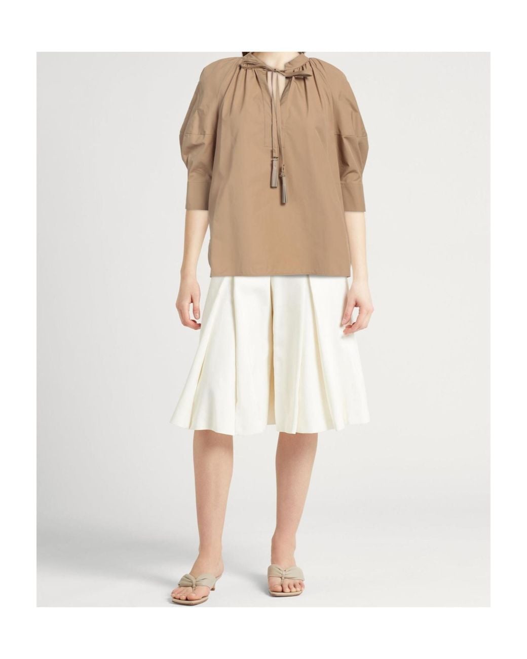 Max Mara Natural Tie-Neck Blouse