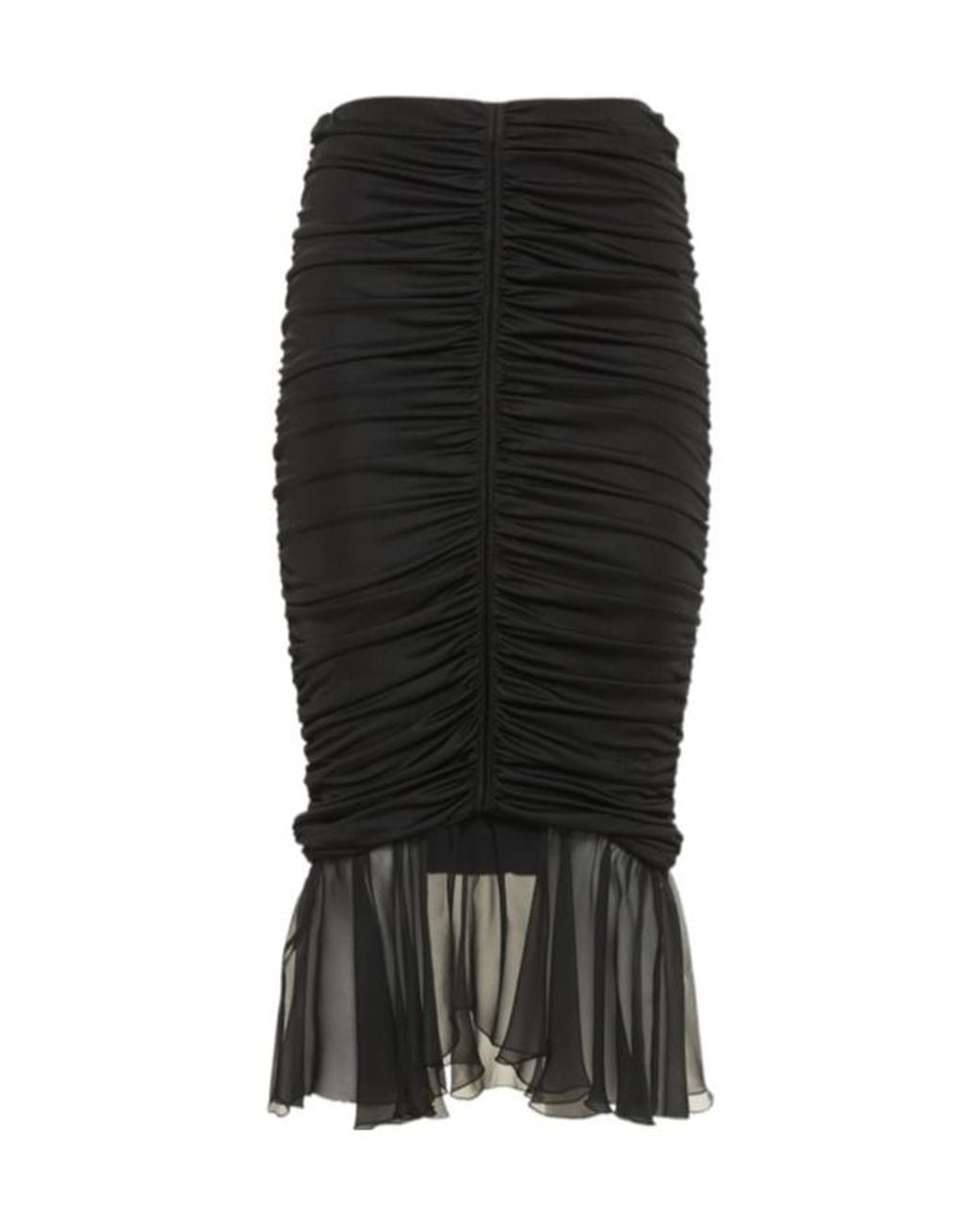 Blumarine Black Jersey Chiffon Draped Midi Skirt