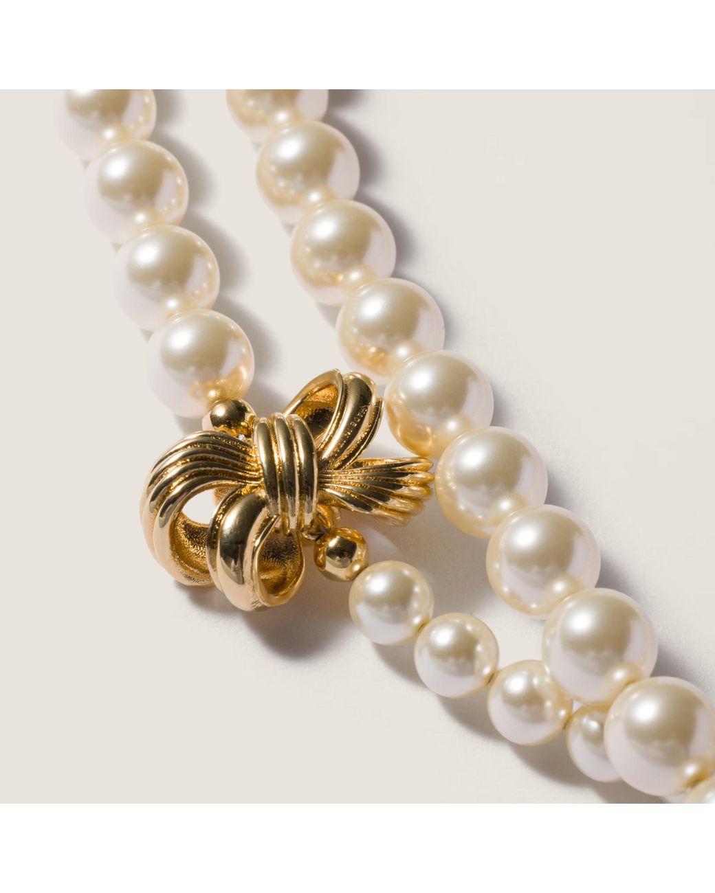 Miu Miu White Metal And Pearl Necklace