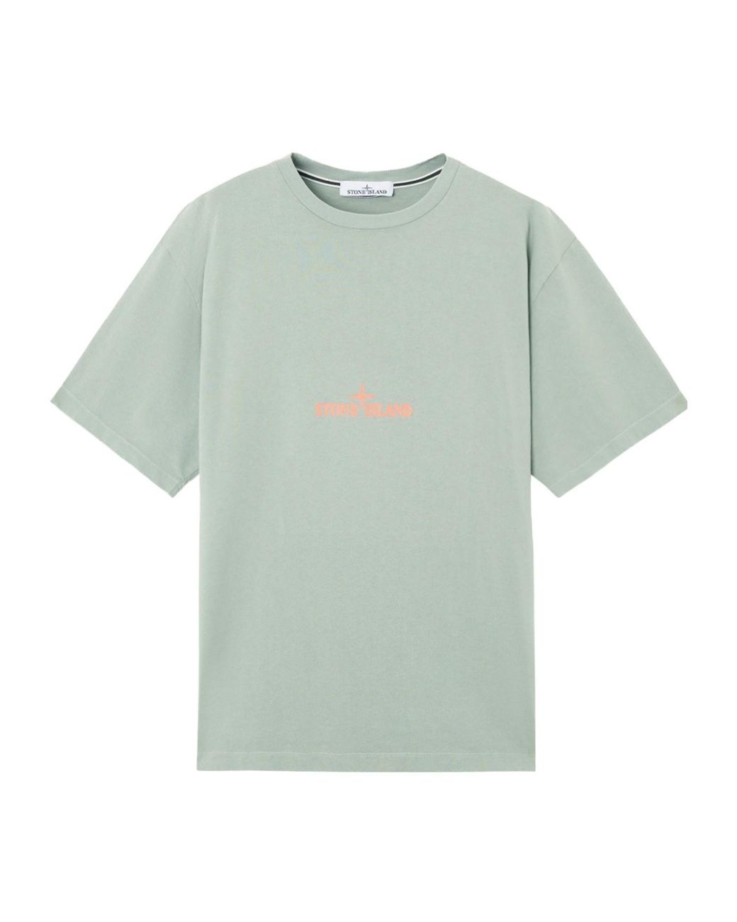 Stone Island Green Logo Printed Crewneck T-Shirt for men