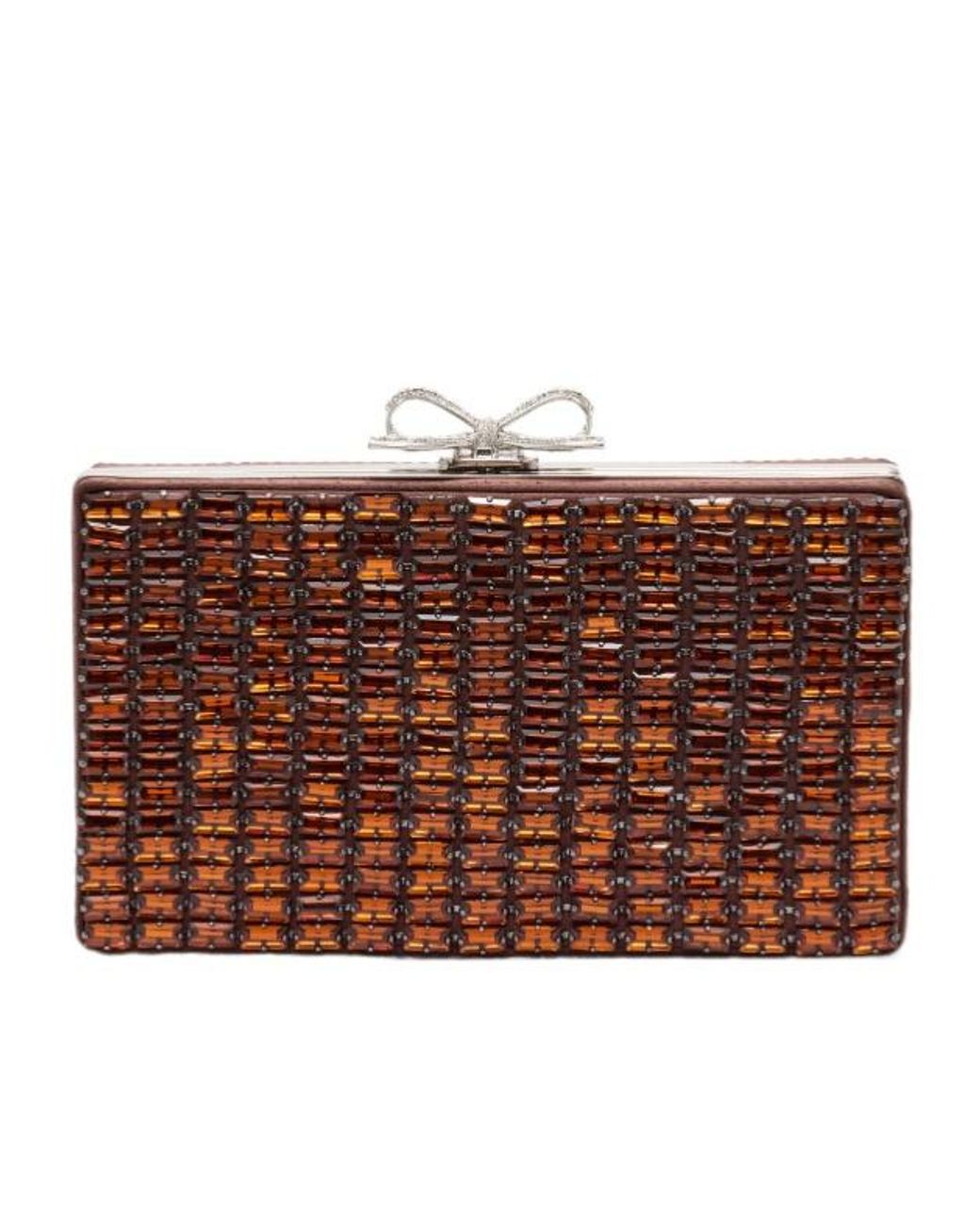 Self-Portrait Brown Chainmail Box Clutch Bag